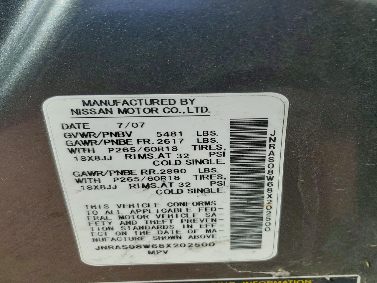 2008 Infiniti Fx35 Base Gray vin: JNRAS08W68X202500