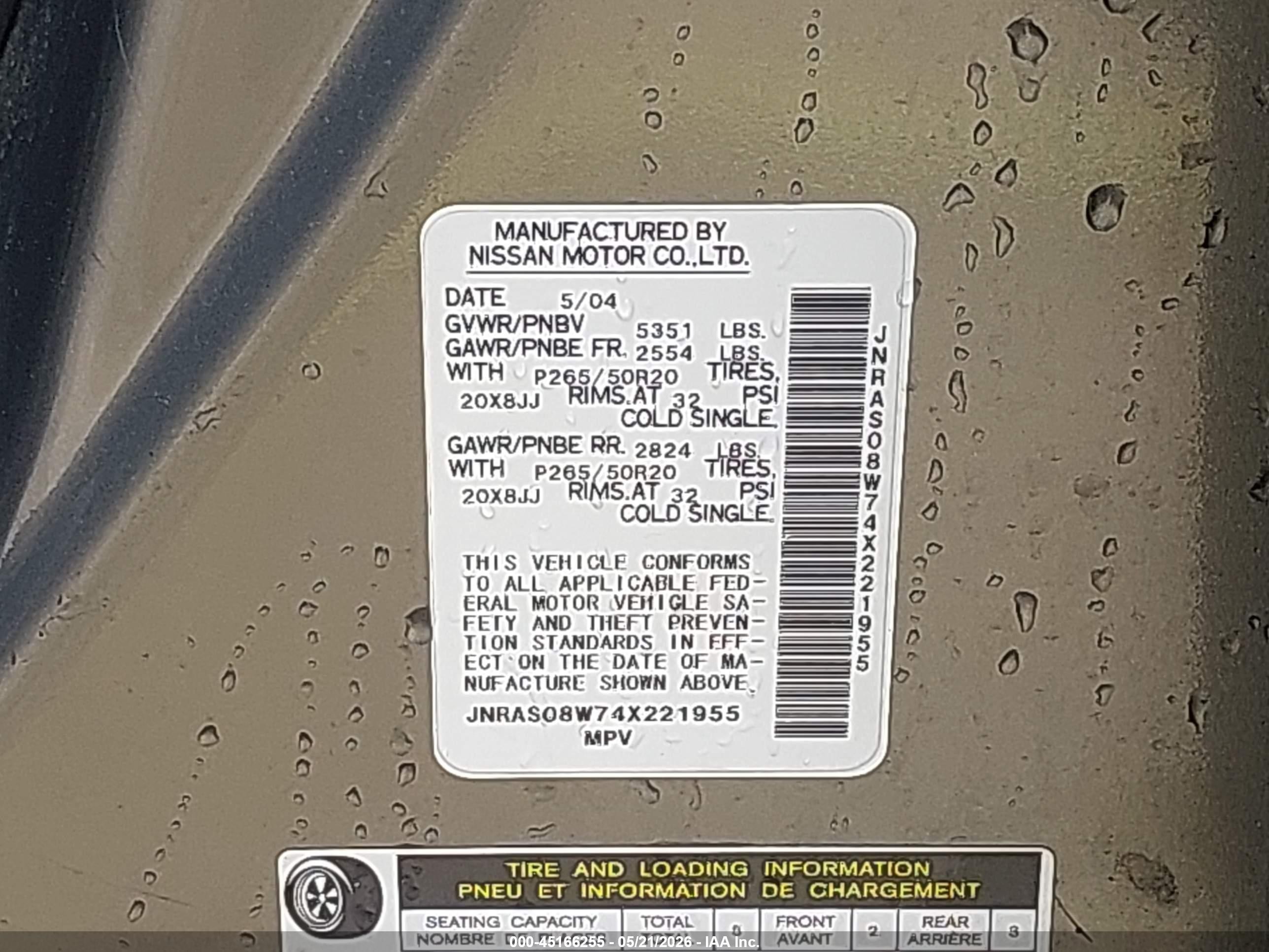 2004 Infiniti Fx35   Gray vin: JNRAS08W74X221955