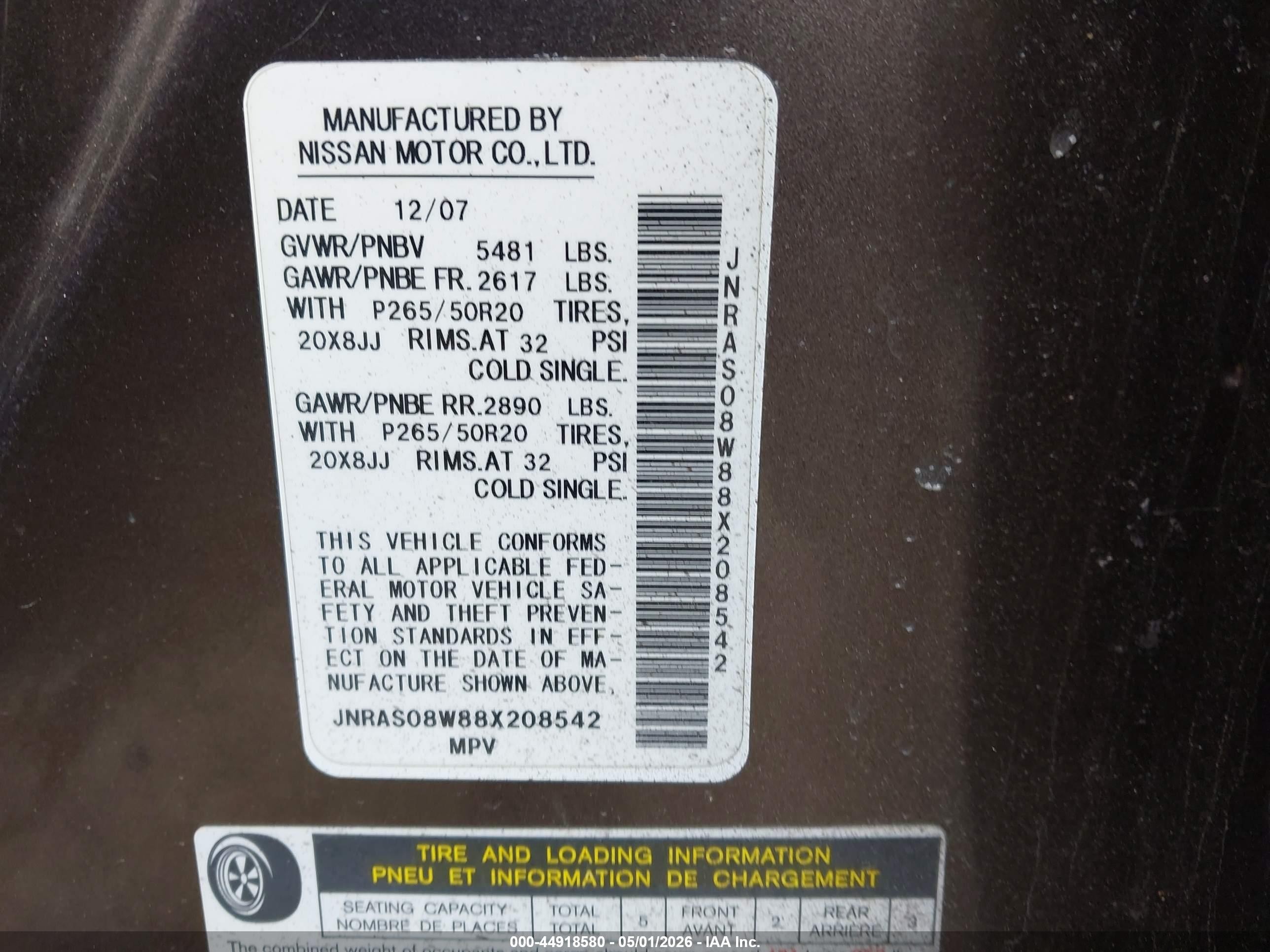 2008 Infiniti Fx35   Brown vin: JNRAS08W88X208542
