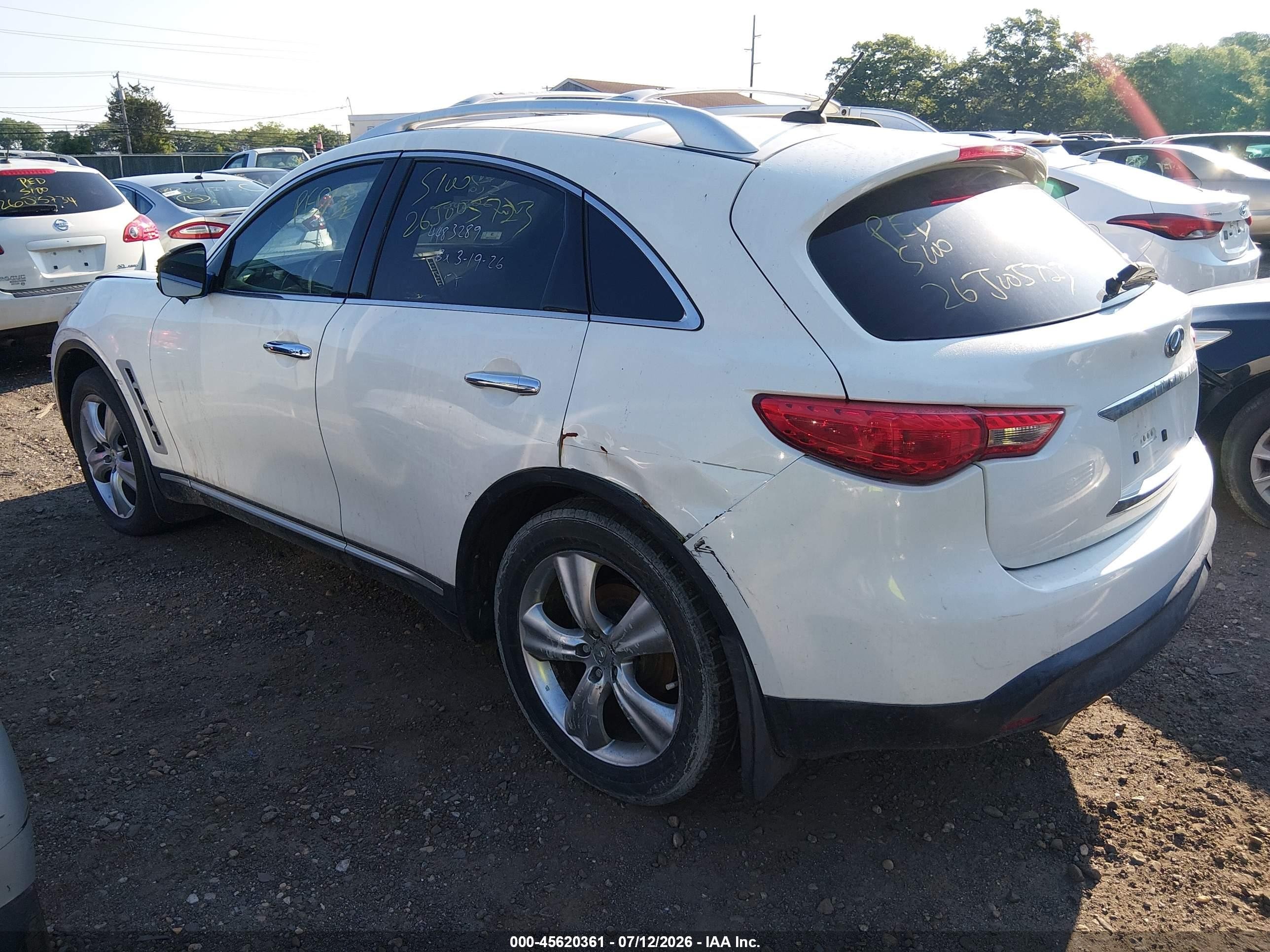 2009 Infiniti Fx35   White vin: JNRAS18W99M153415
