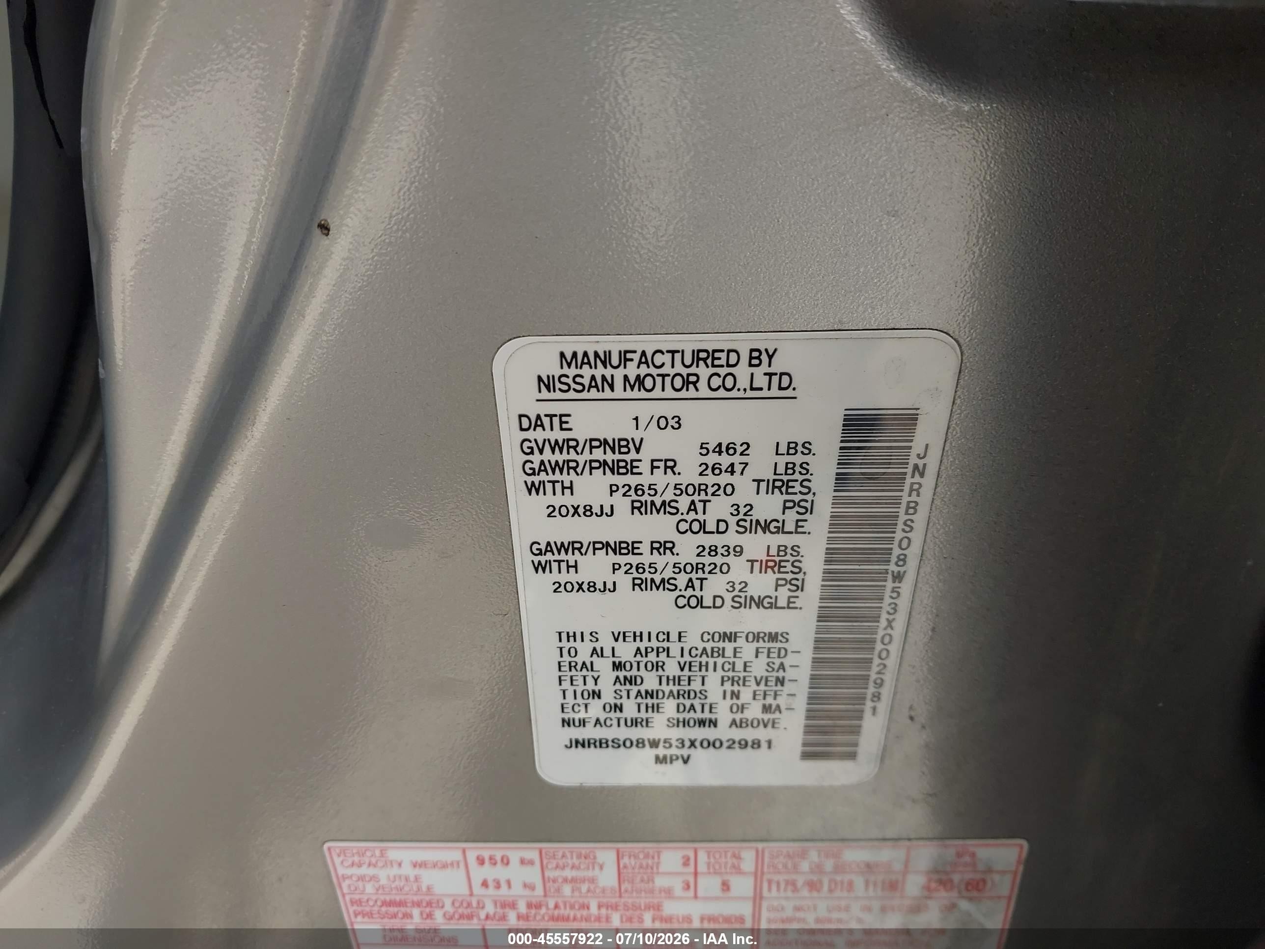 2003 Infiniti Fx45 Silver vin: JNRBS08W53X002981
