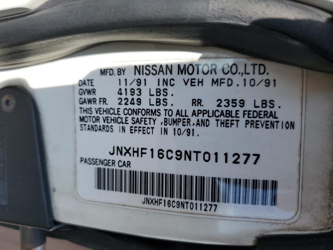 1992 Infiniti M30  White vin: JNXHF16C9NT011277