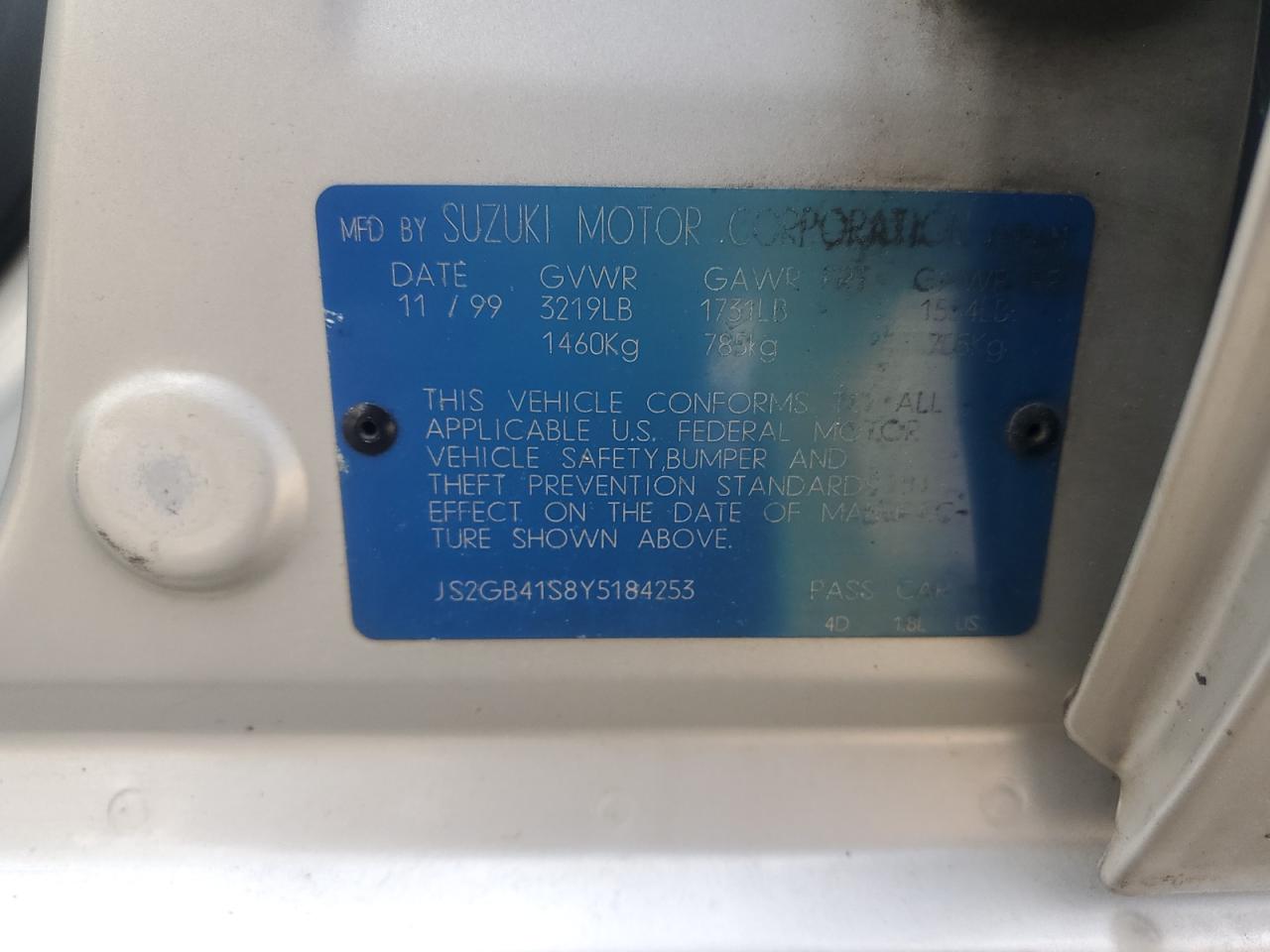 2000 Suzuki Esteem Gl Silver vin: JS2GB41S8Y5184253
