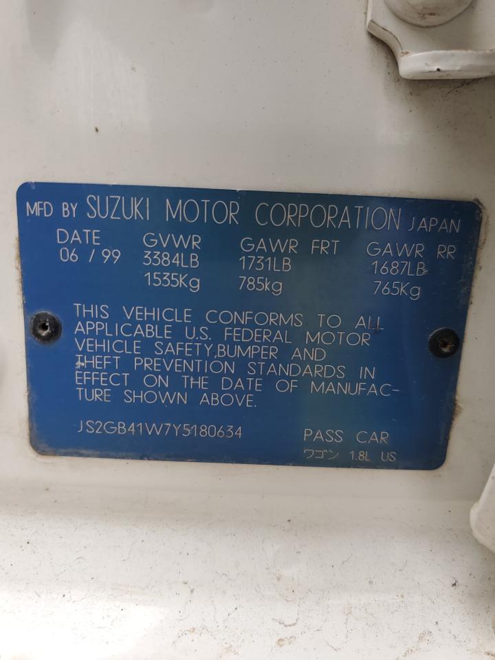 2000 Suzuki Esteem Gl White vin: JS2GB41W7Y5180634