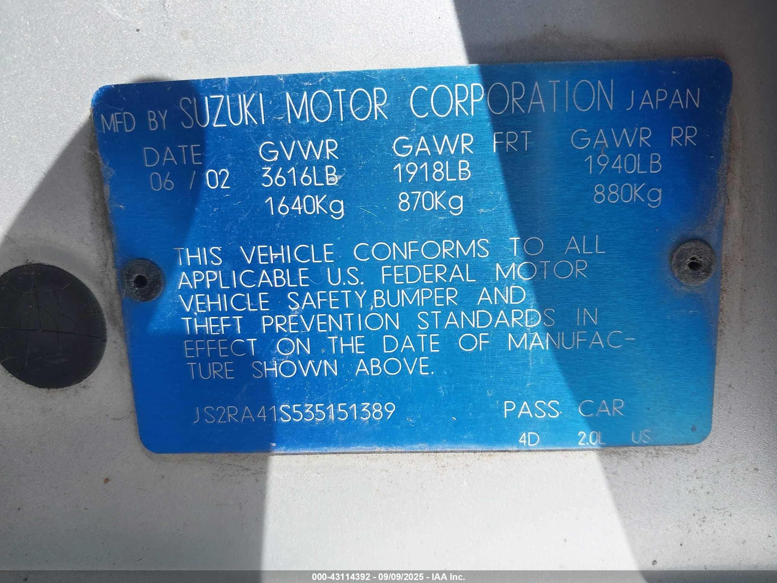 2003 Suzuki Aerio Gs/s Silver vin: JS2RA41S535151389