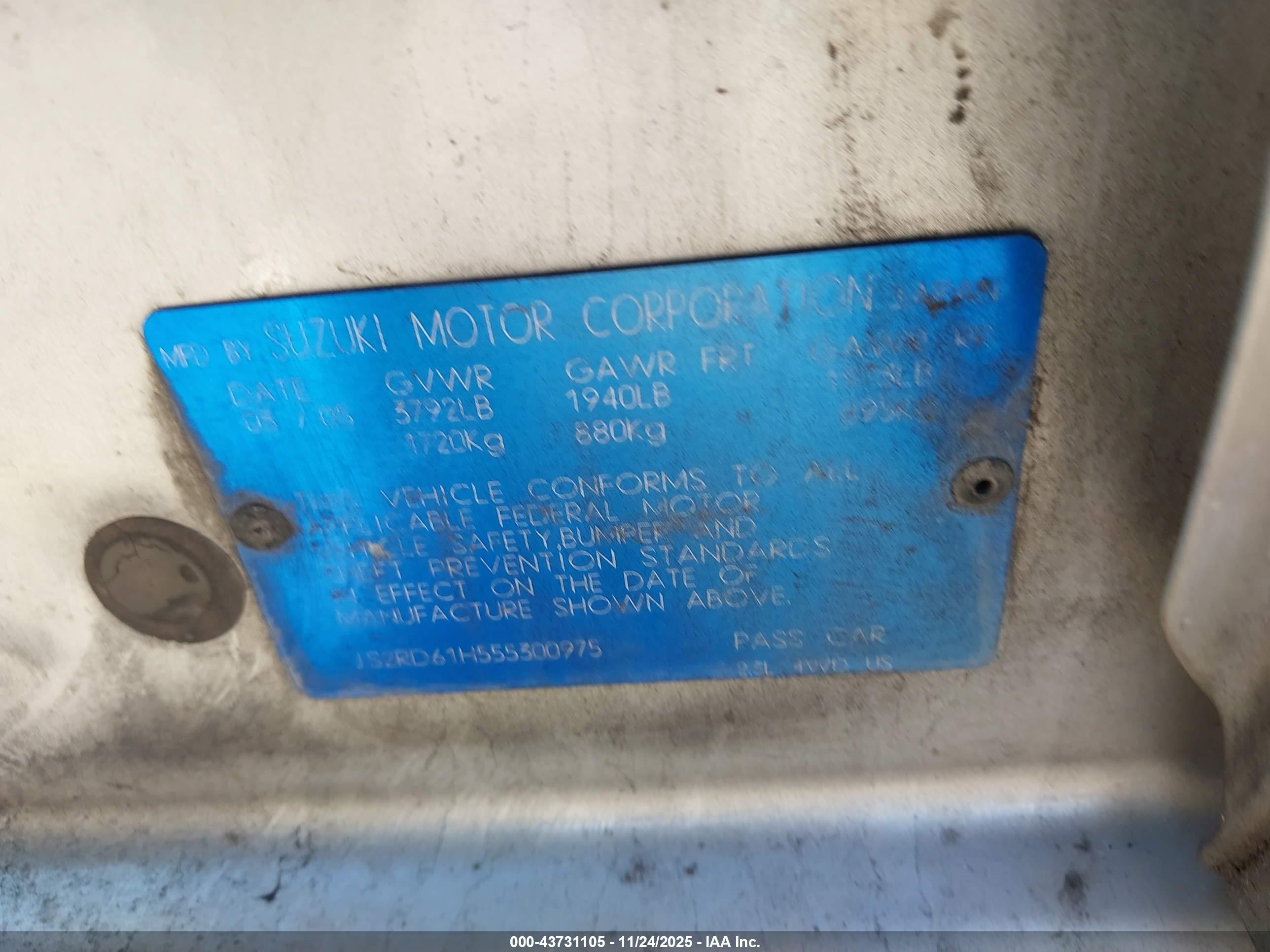 2005 Suzuki Aerio Sx   Silver vin: JS2RD61H555300975