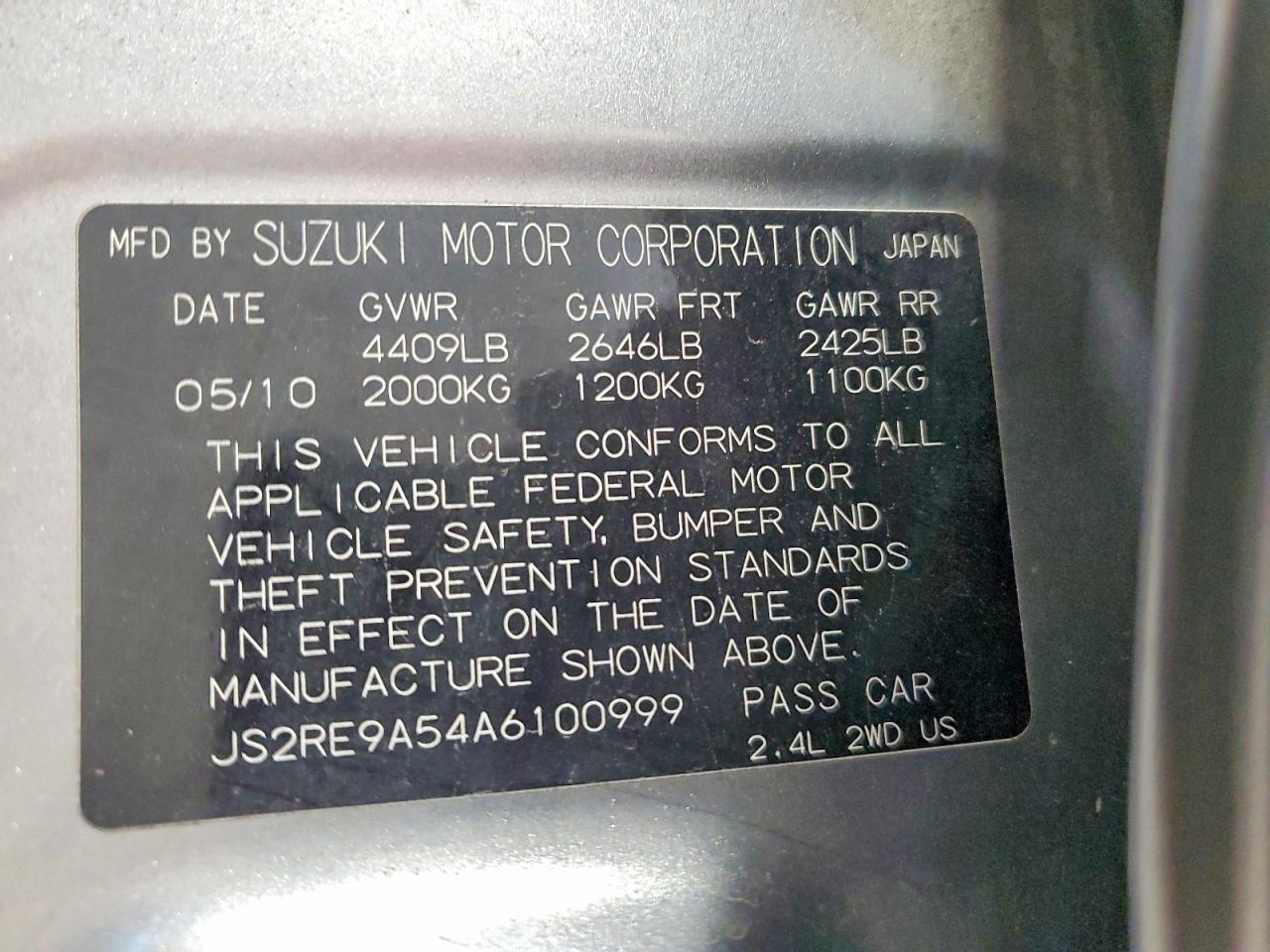 2010 Suzuki Kizashi Gts Silver vin: JS2RE9A54A6100999