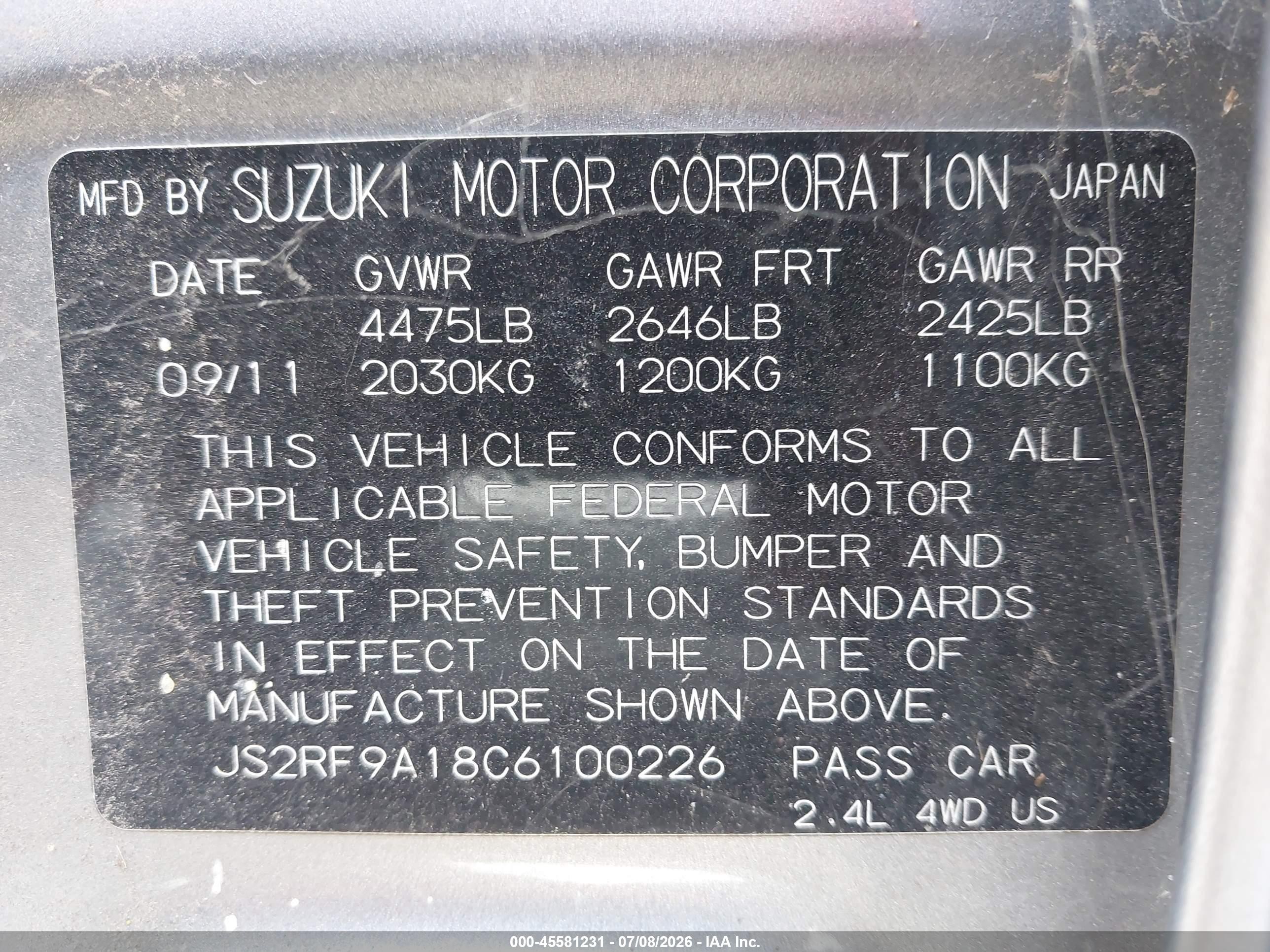2012 Suzuki Kizashi S Silver vin: JS2RF9A18C6100226