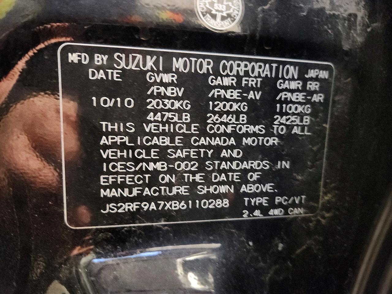 2011 Suzuki Kizashi Sls Black vin: JS2RF9A7XB6110288