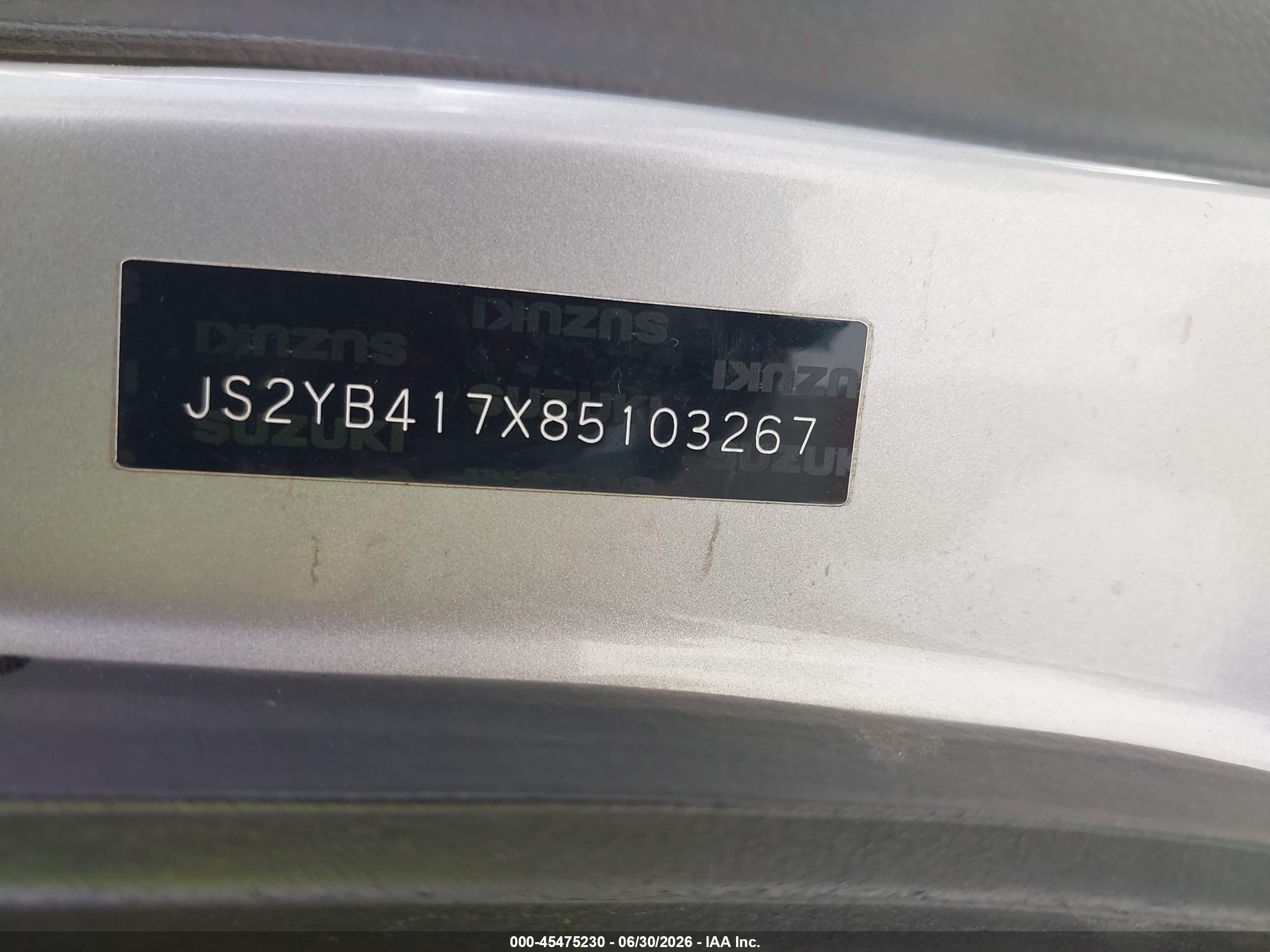 2008 Suzuki Sx4 Convenience/touring Silver vin: JS2YB417X85103267