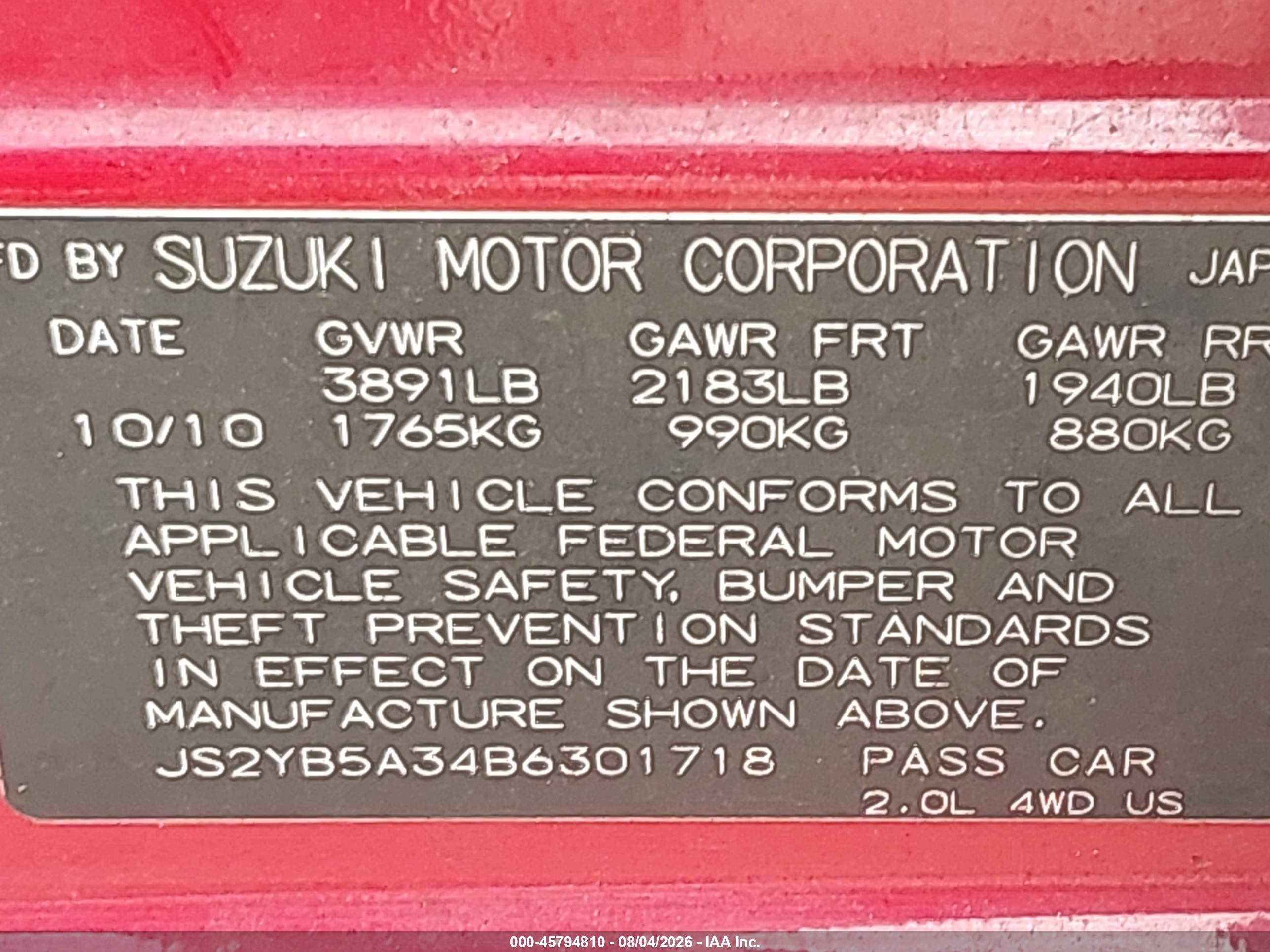 2011 Suzuki Sx4 Premium/tech Valu Pkg (nav) Red vin: JS2YB5A34B6301718