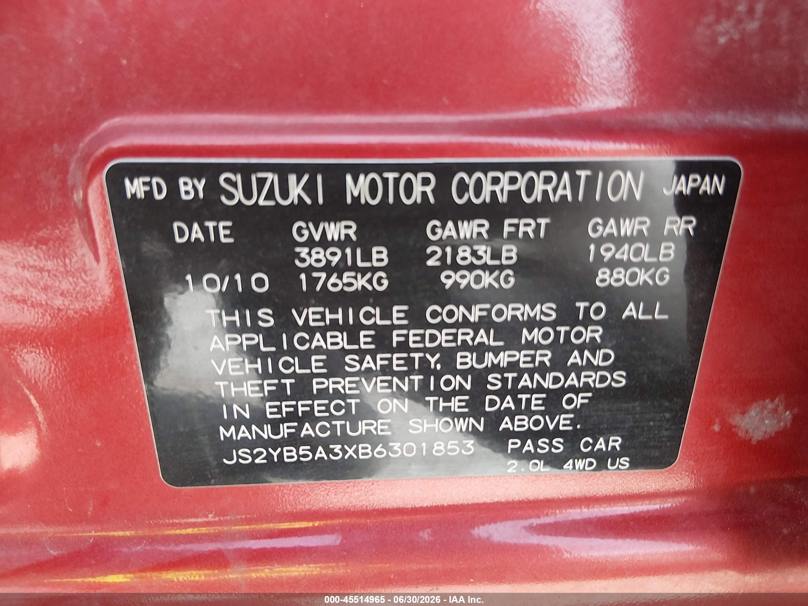 2011 Suzuki Sx4 Premium/tech Valu Pkg (nav) Orange vin: JS2YB5A3XB6301853