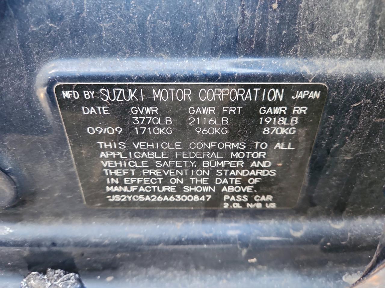 2010 Suzuki Sx4 Le Синий vin: JS2YC5A26A6300847