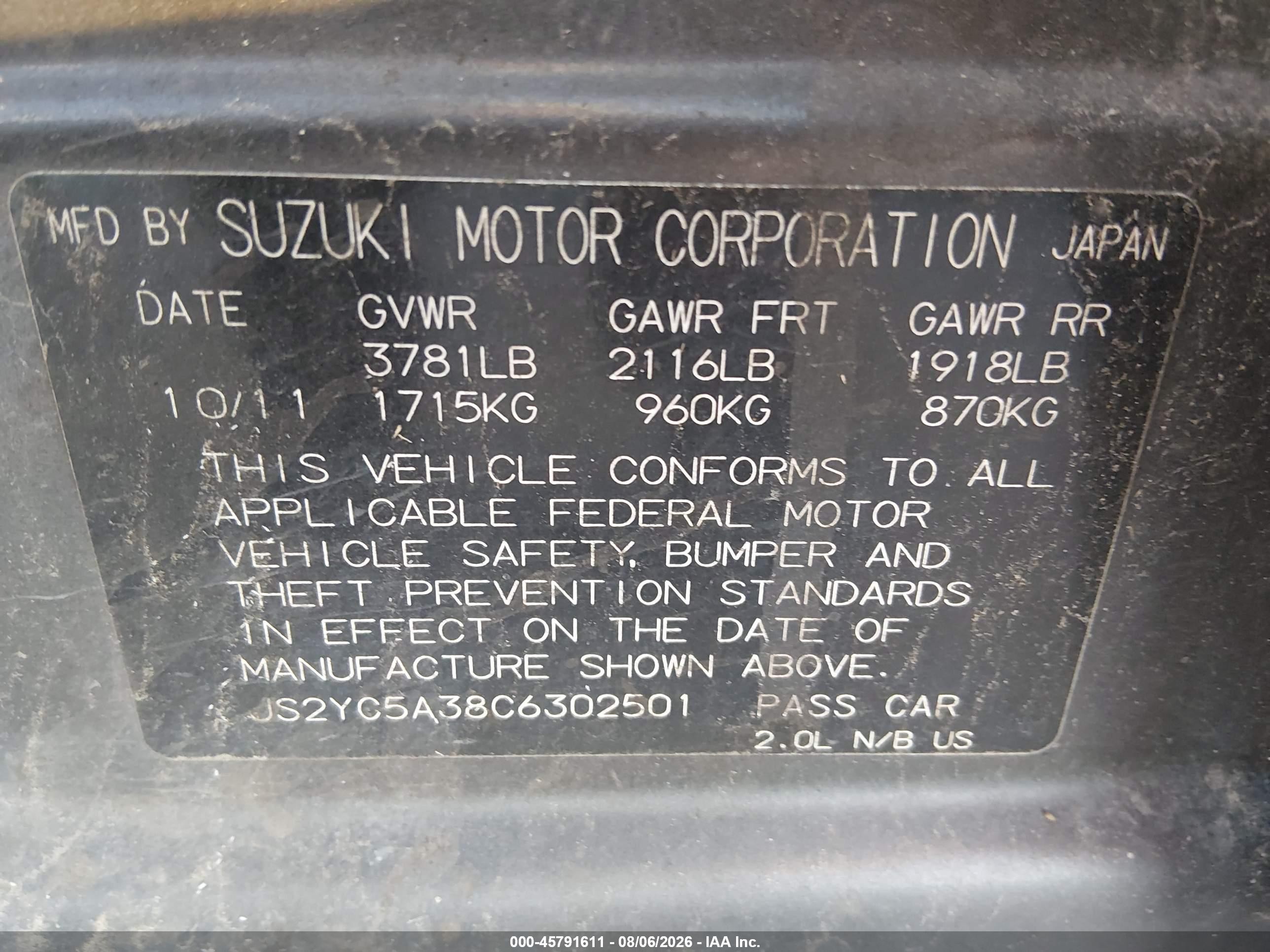 2012 Suzuki Sx4 Le/le Popular Gray vin: JS2YC5A38C6302501