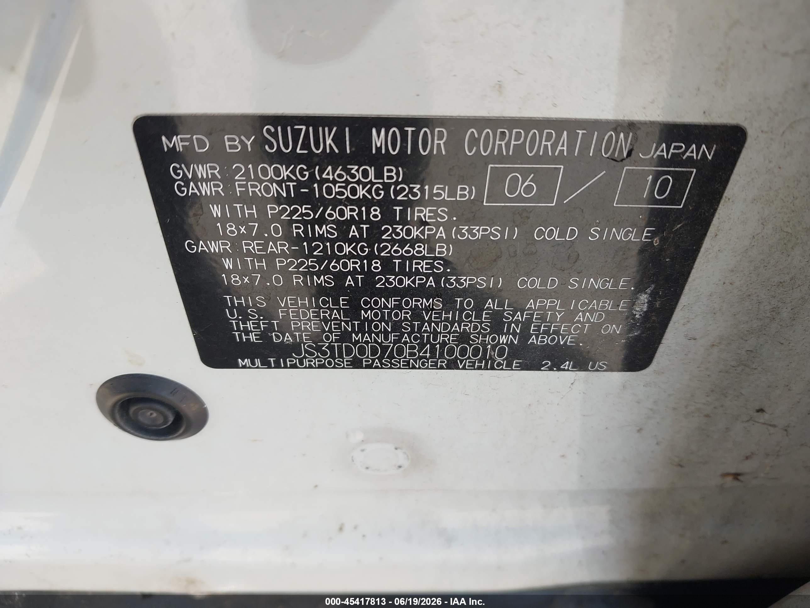 2011 Suzuki Grand Vitara Limited White vin: JS3TD0D70B4100010