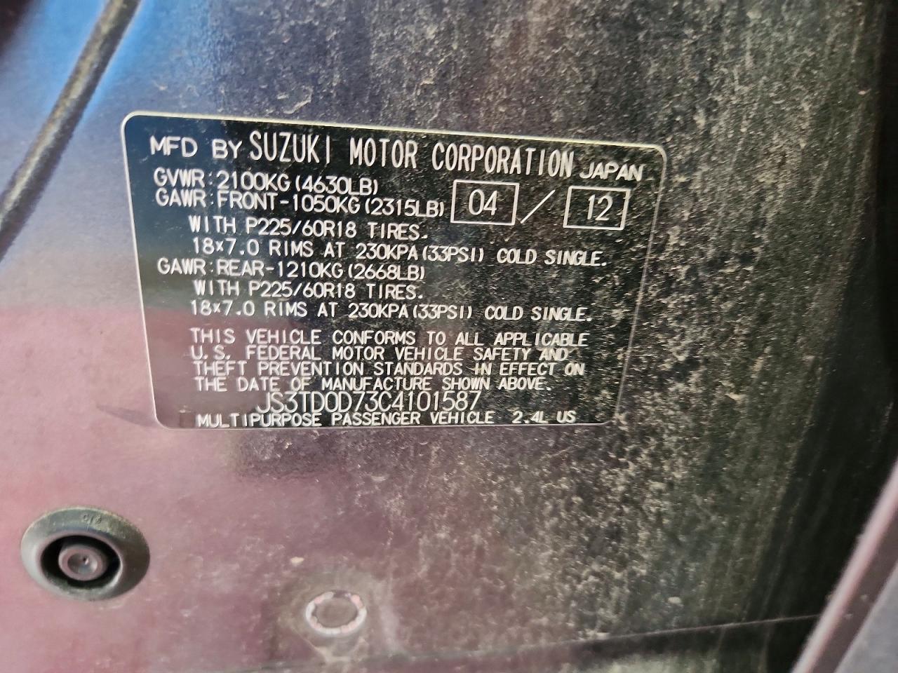 2012 Suzuki Grand Vitara Jlx Gray vin: JS3TD0D73C4101587
