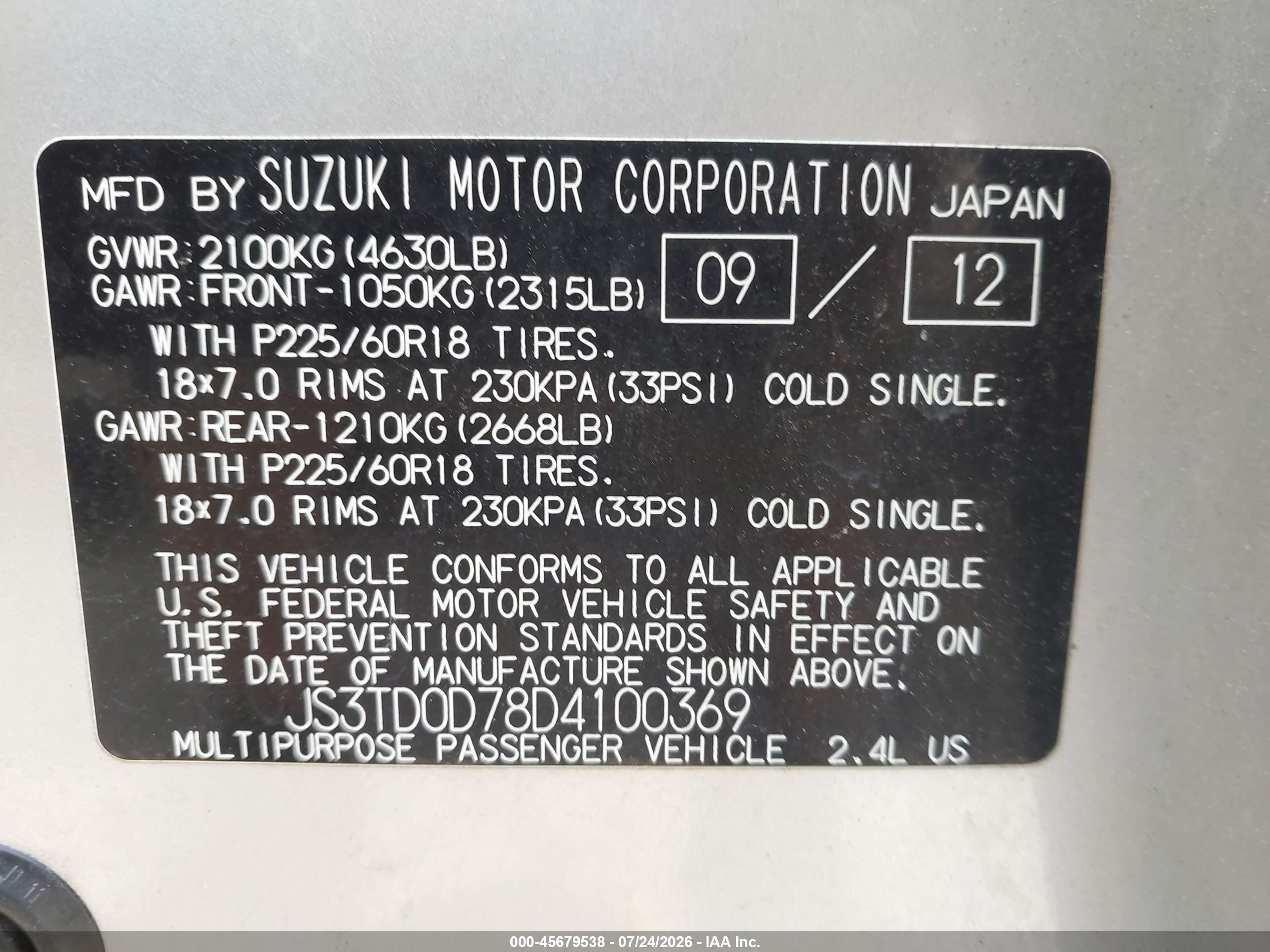 2013 Suzuki Grand Vitara Limited Silver vin: JS3TD0D78D4100369