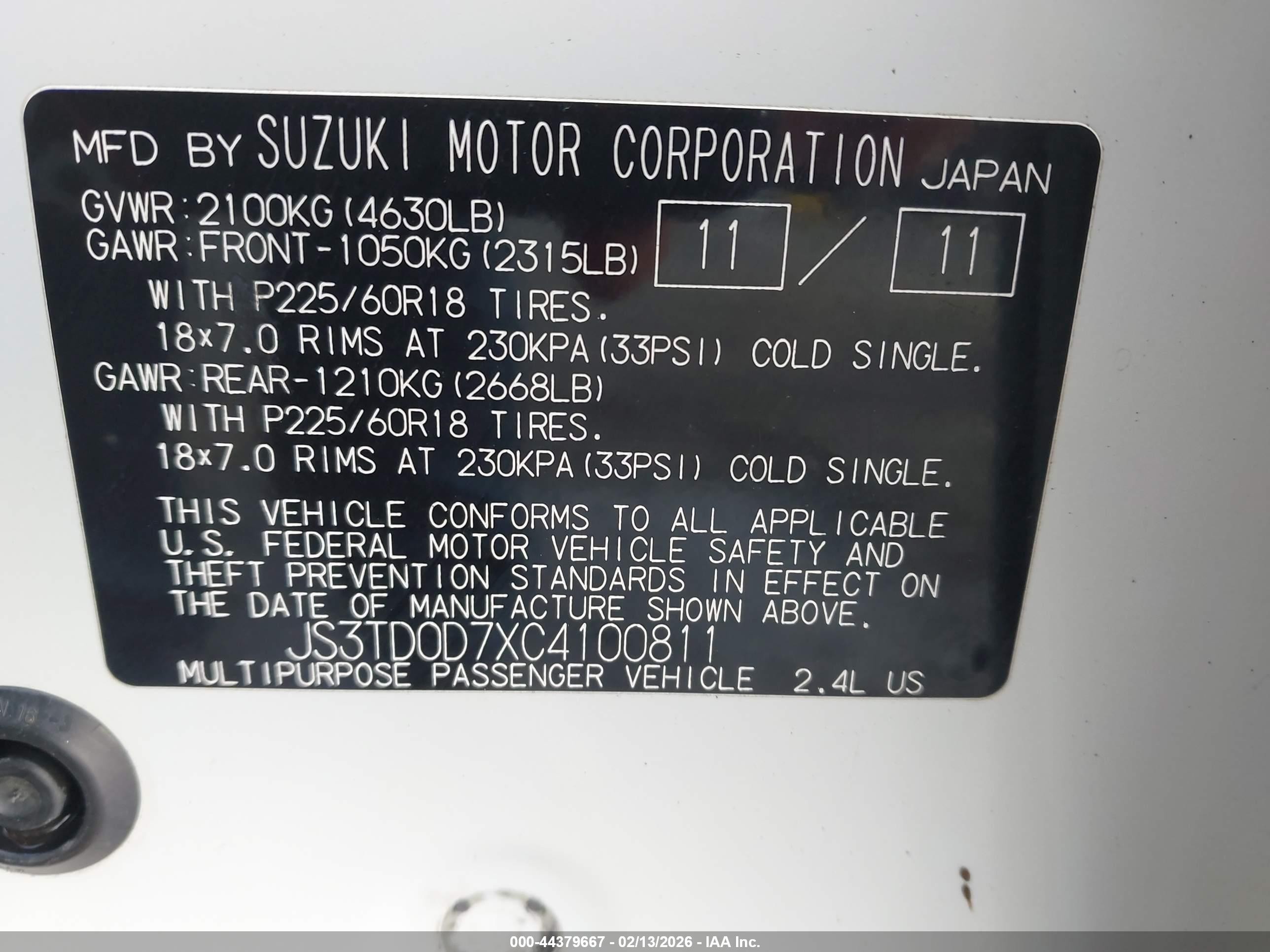 2012 Suzuki Grand Vitara Limited Белый vin: JS3TD0D7XC4100811