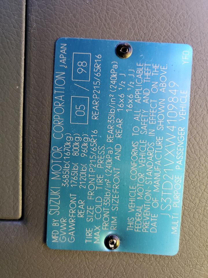 Price & History 1998 Suzuki Sidekick Sport Jx 1.8l 4 vin