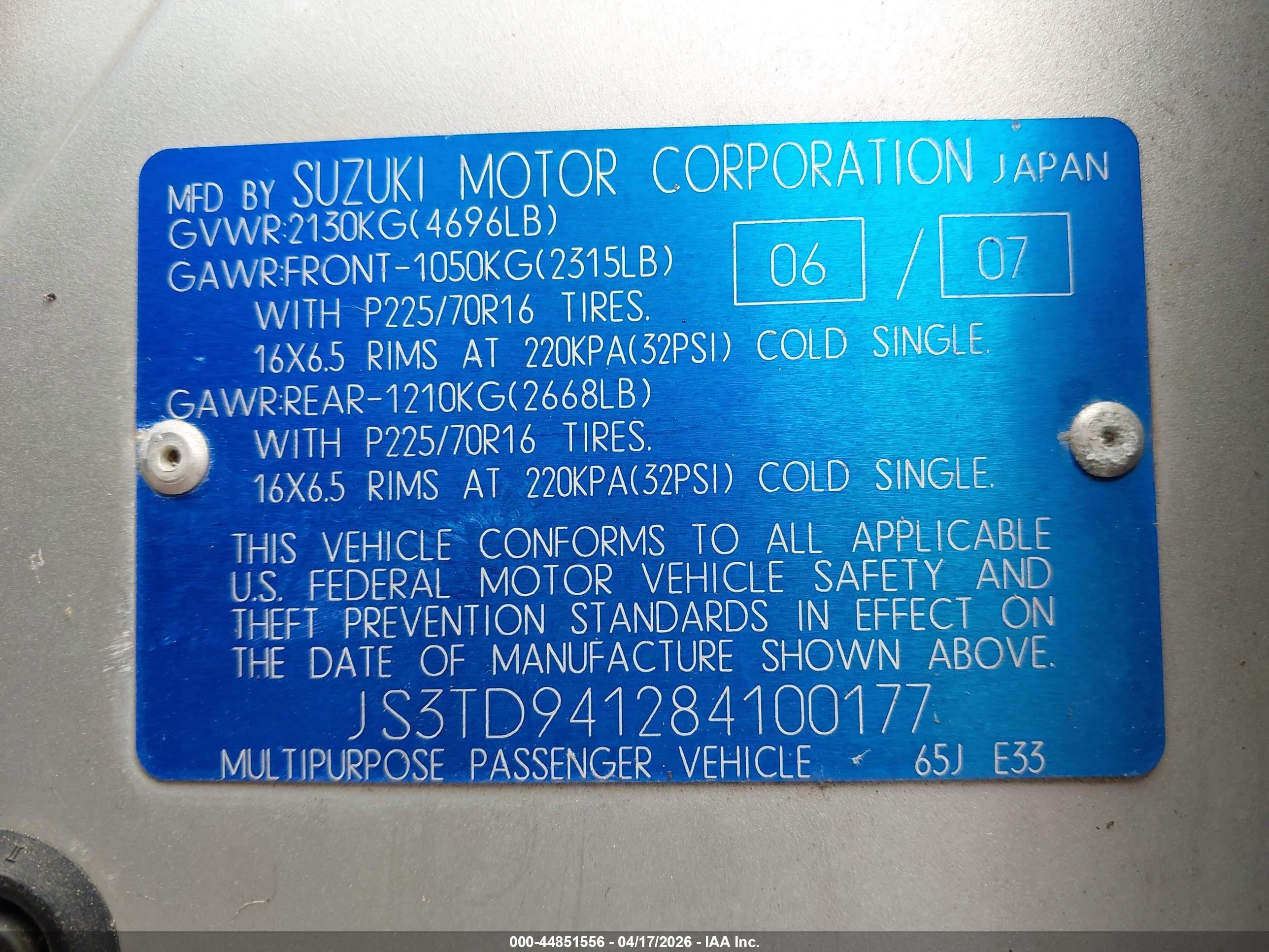2008 Suzuki Grand Vitara   Серебряный vin: JS3TD941284100177