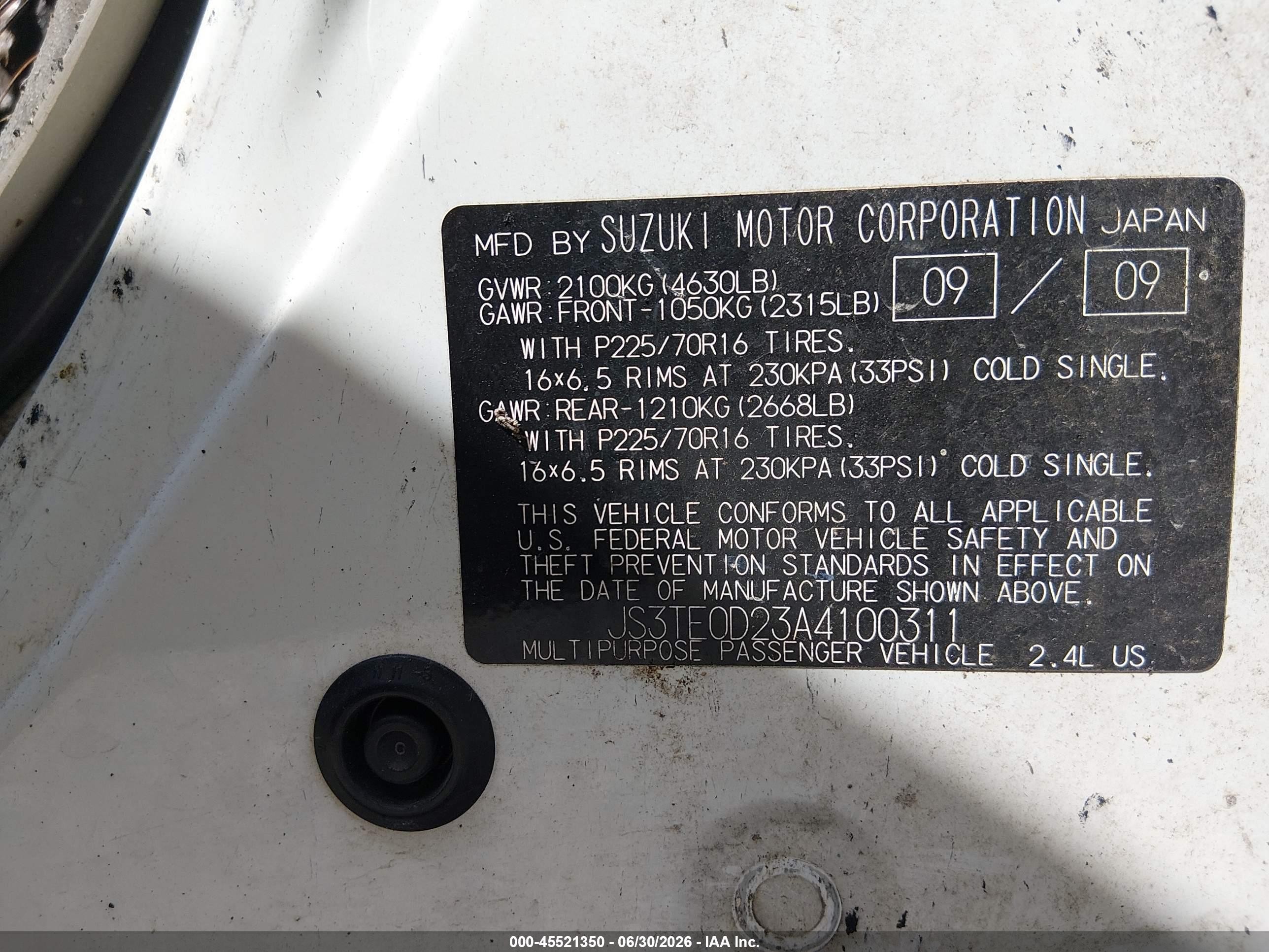 2010 Suzuki Grand Vitara Premium White vin: JS3TE0D23A4100311
