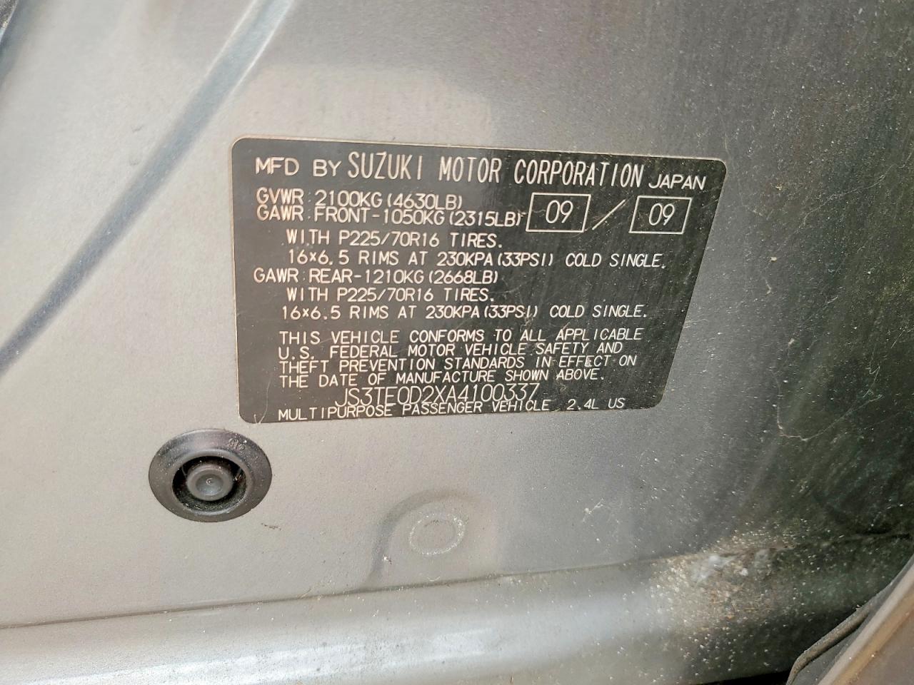 2010 Suzuki Grand Vitara Premium Gray vin: JS3TE0D2XA4100337