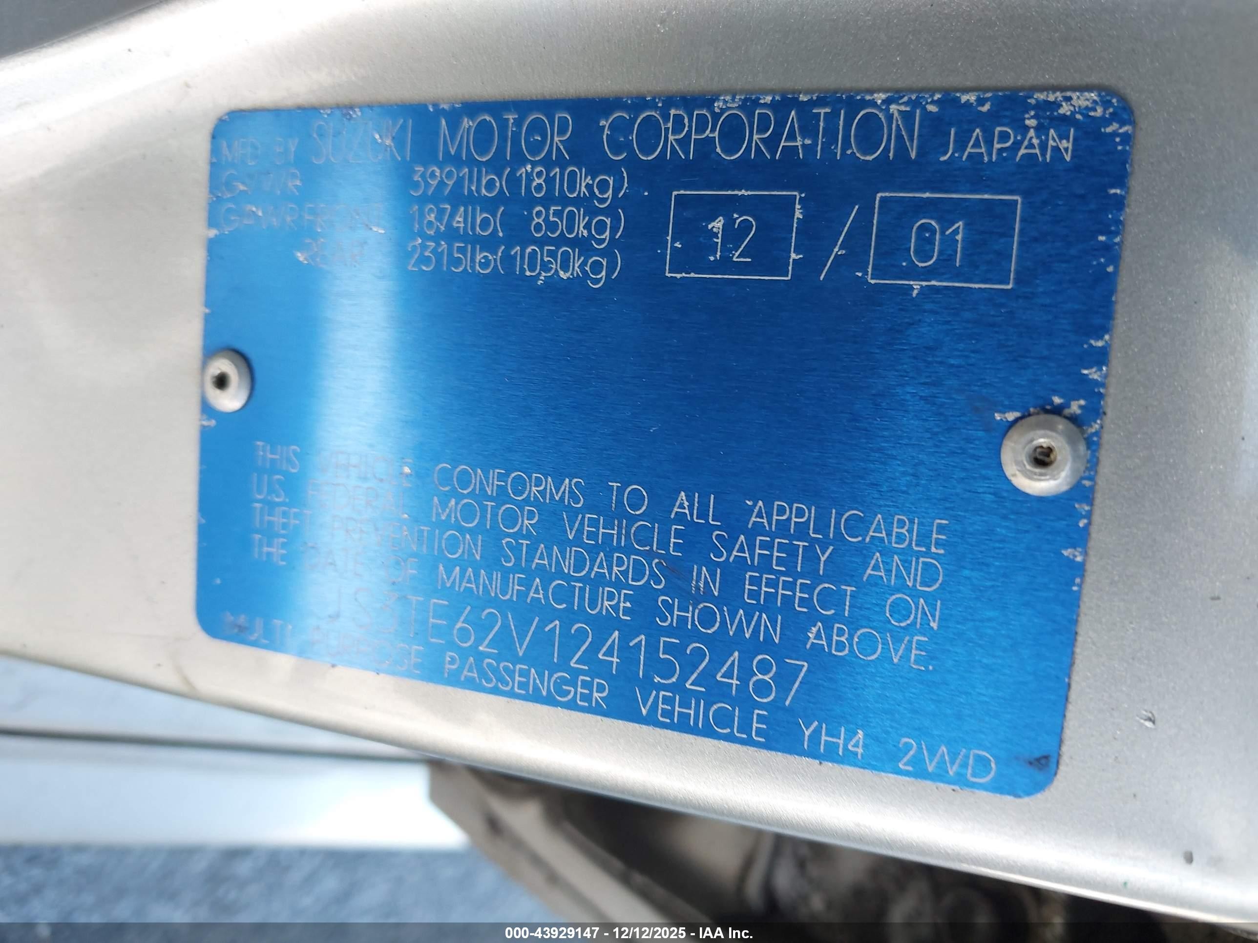 2002 Suzuki Grand Vitara Jls/limited Silver vin: JS3TE62V124152487