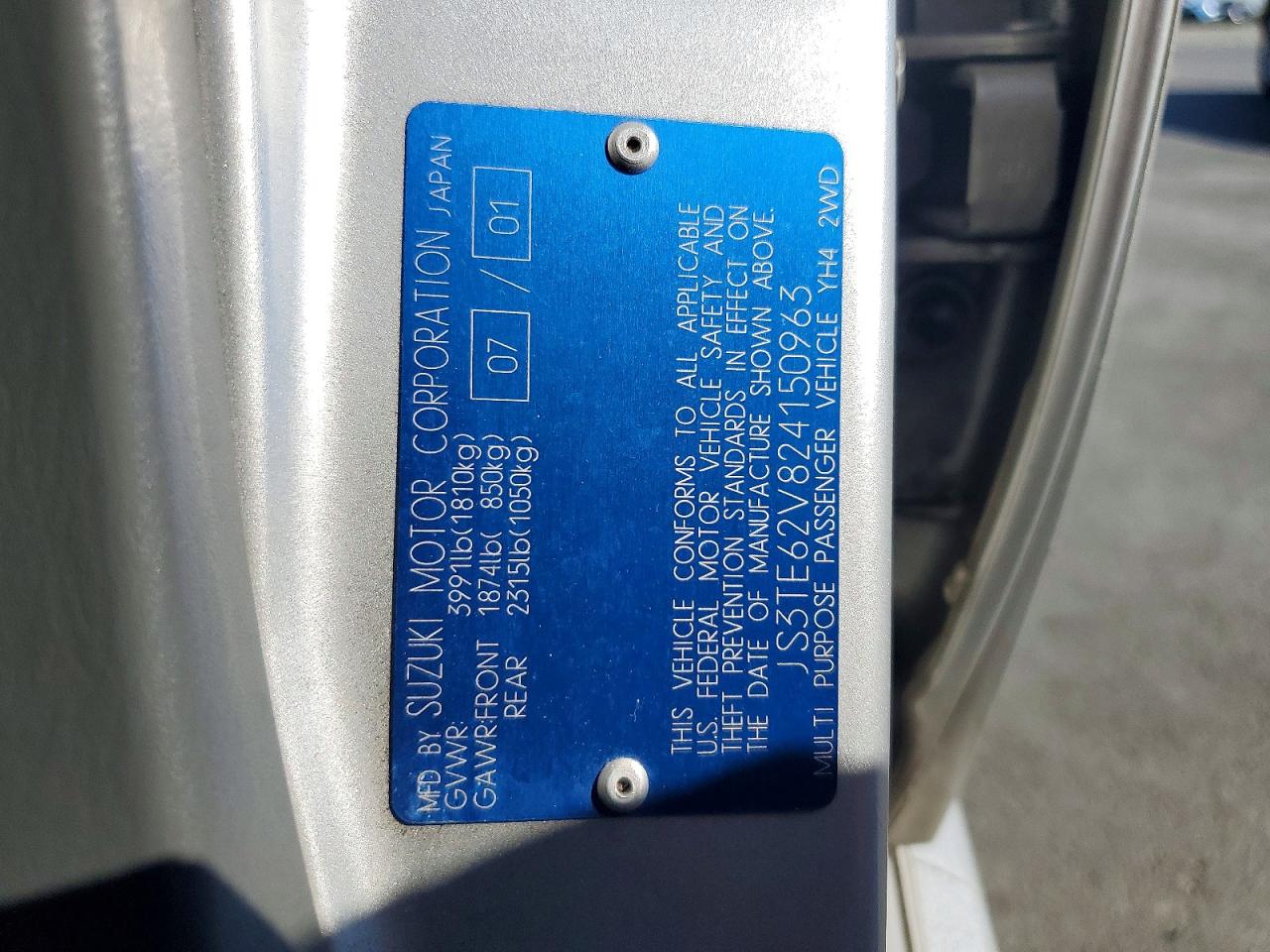 2002 Suzuki Grand Vitara Jls Limited Silver vin: JS3TE62V824150963