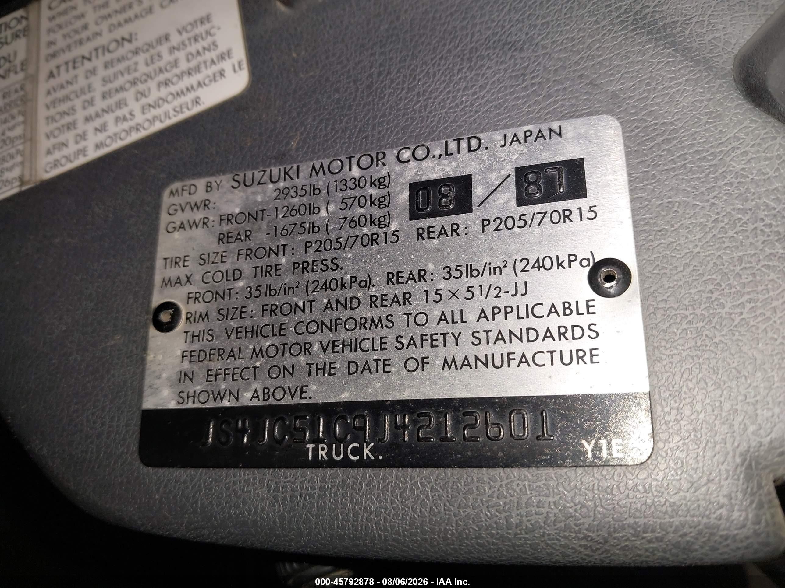 1988 Suzuki Samurai Green vin: JS4JC51C9J4212601