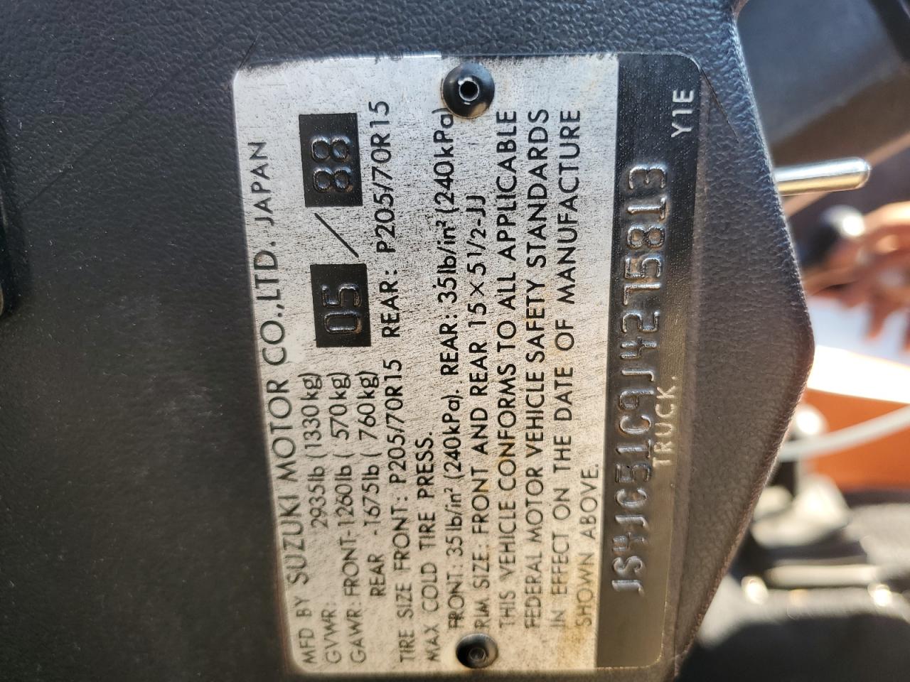 Price & History 1988 Suzuki Samurai 1.3l 4 vin: JS4JC51C9J4275813