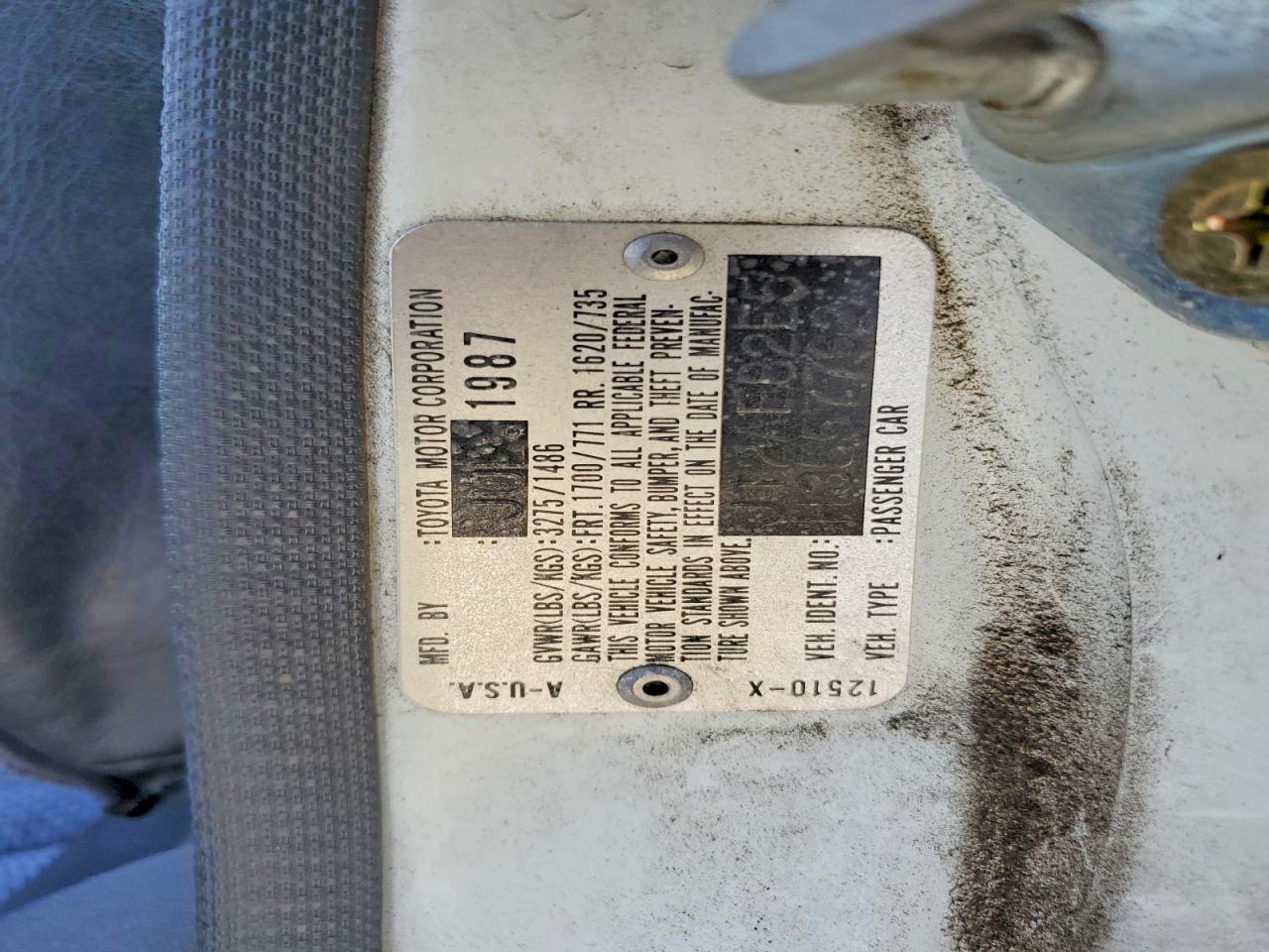 1987 Toyota Corolla Deluxe White vin: JT2AE82E5H3557762