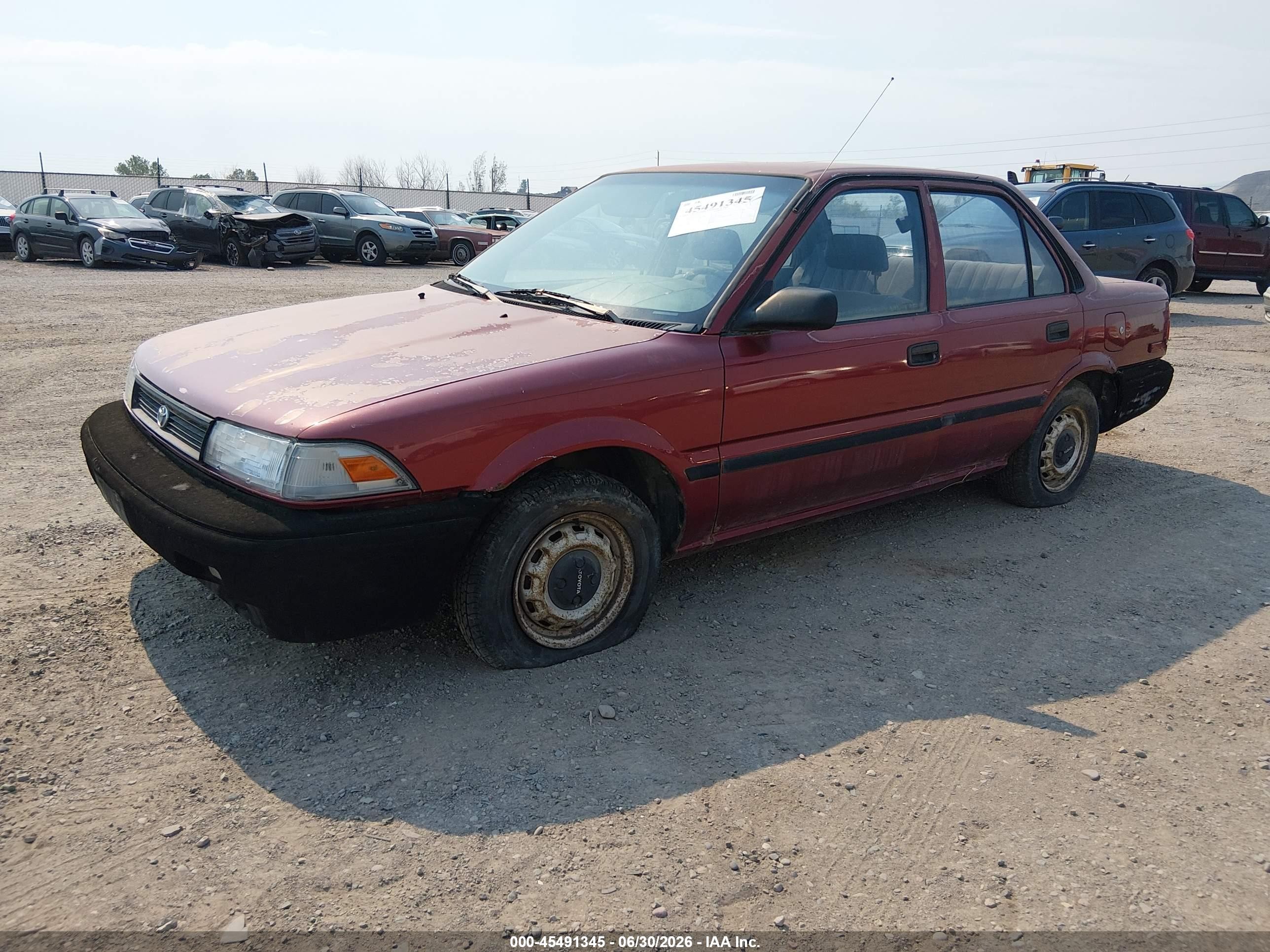 1991 Toyota Corolla Red vin: JT2AE91A4M3427552