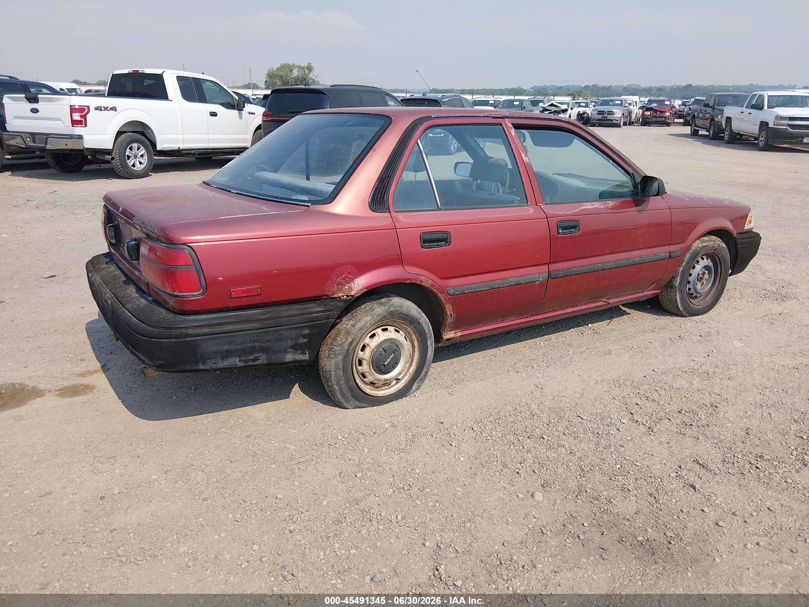 1991 Toyota Corolla Red vin: JT2AE91A4M3427552