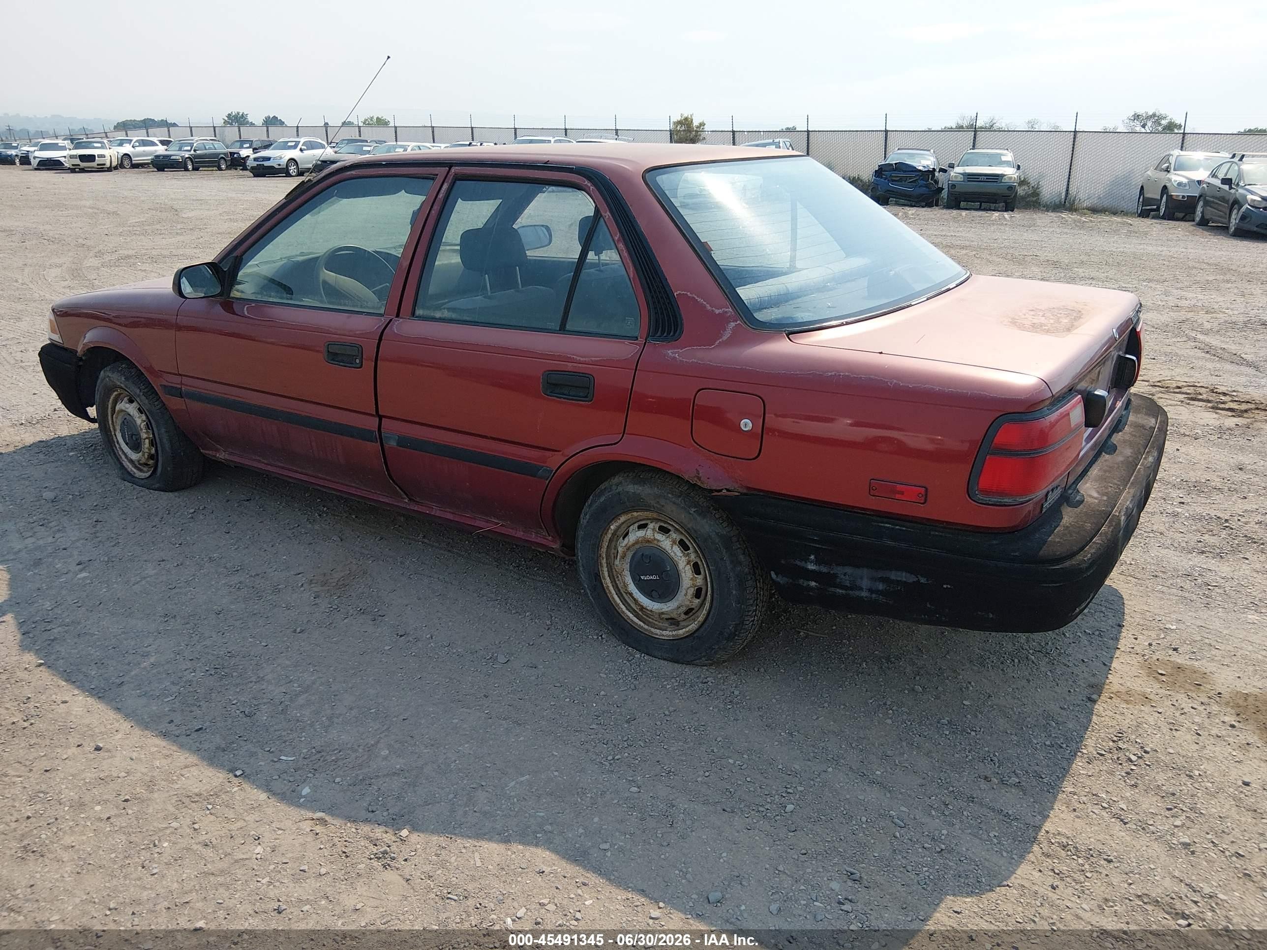 1991 Toyota Corolla Red vin: JT2AE91A4M3427552