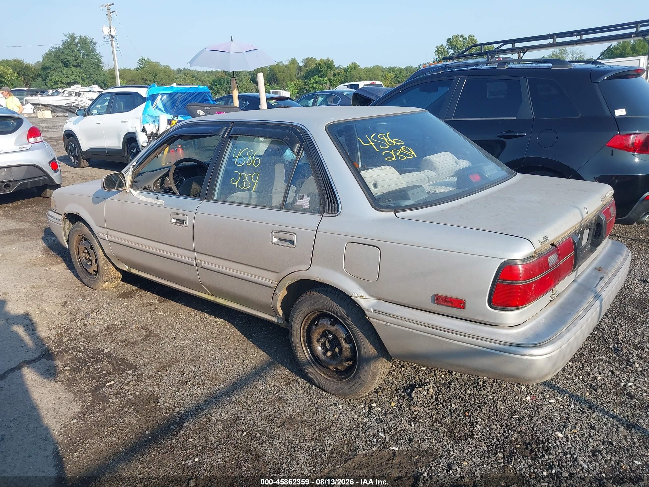 1991 Toyota Corolla Le Silver vin: JT2AE97AXM3433976