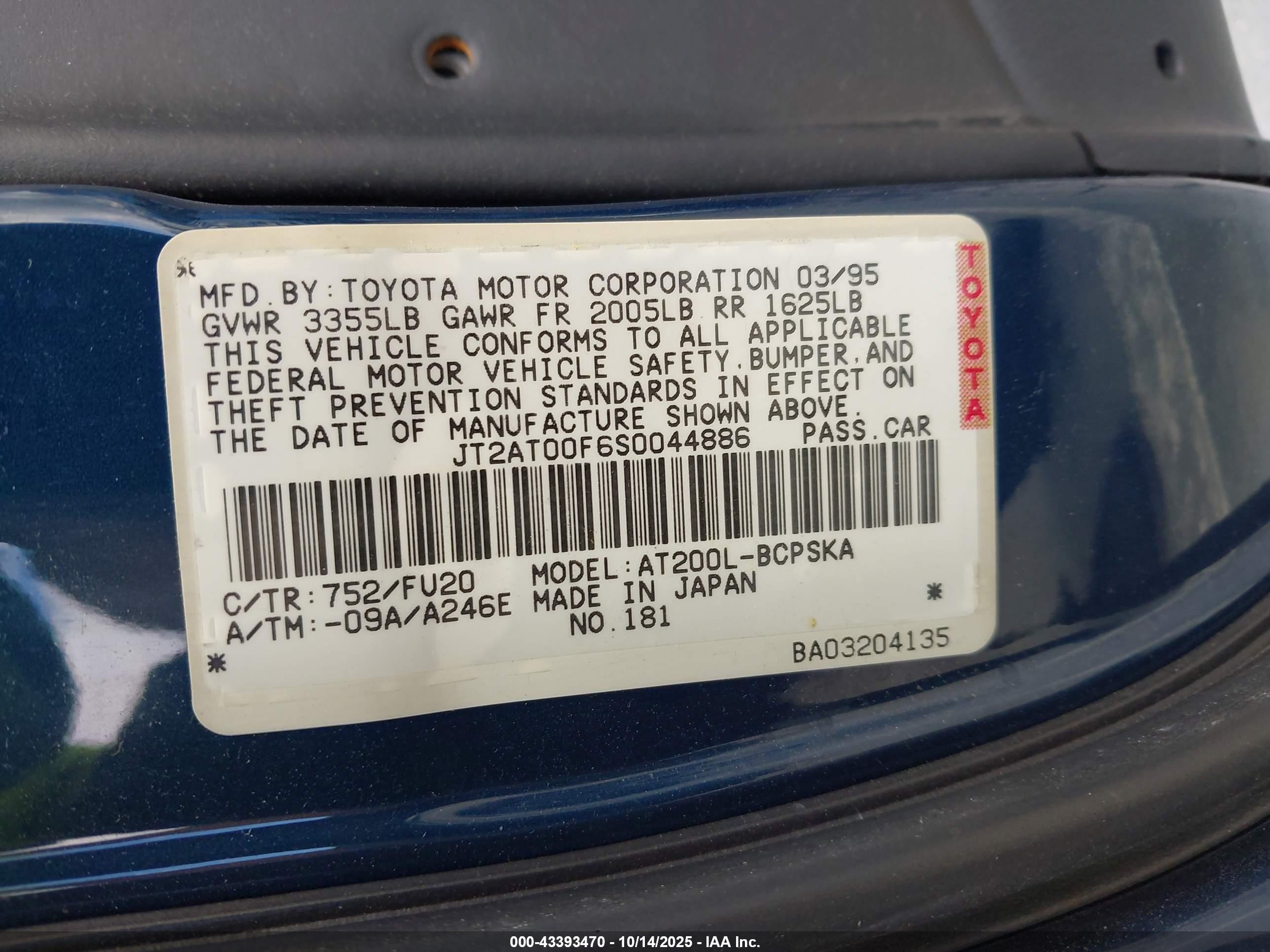 1995 Toyota Celica St Blue vin: JT2AT00F6S0044886