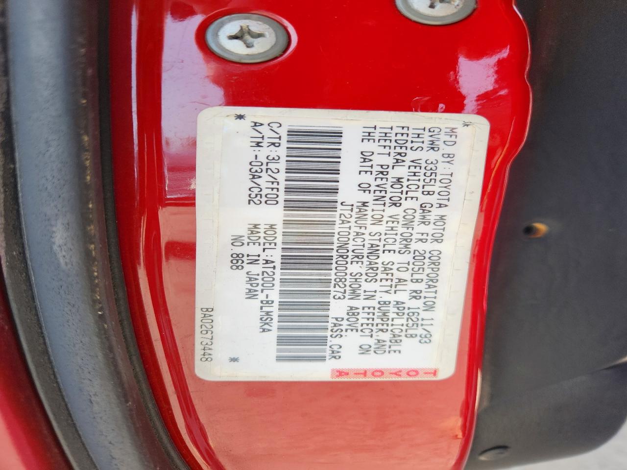 1994 Toyota Celica St Red vin: JT2AT00N0R0008273