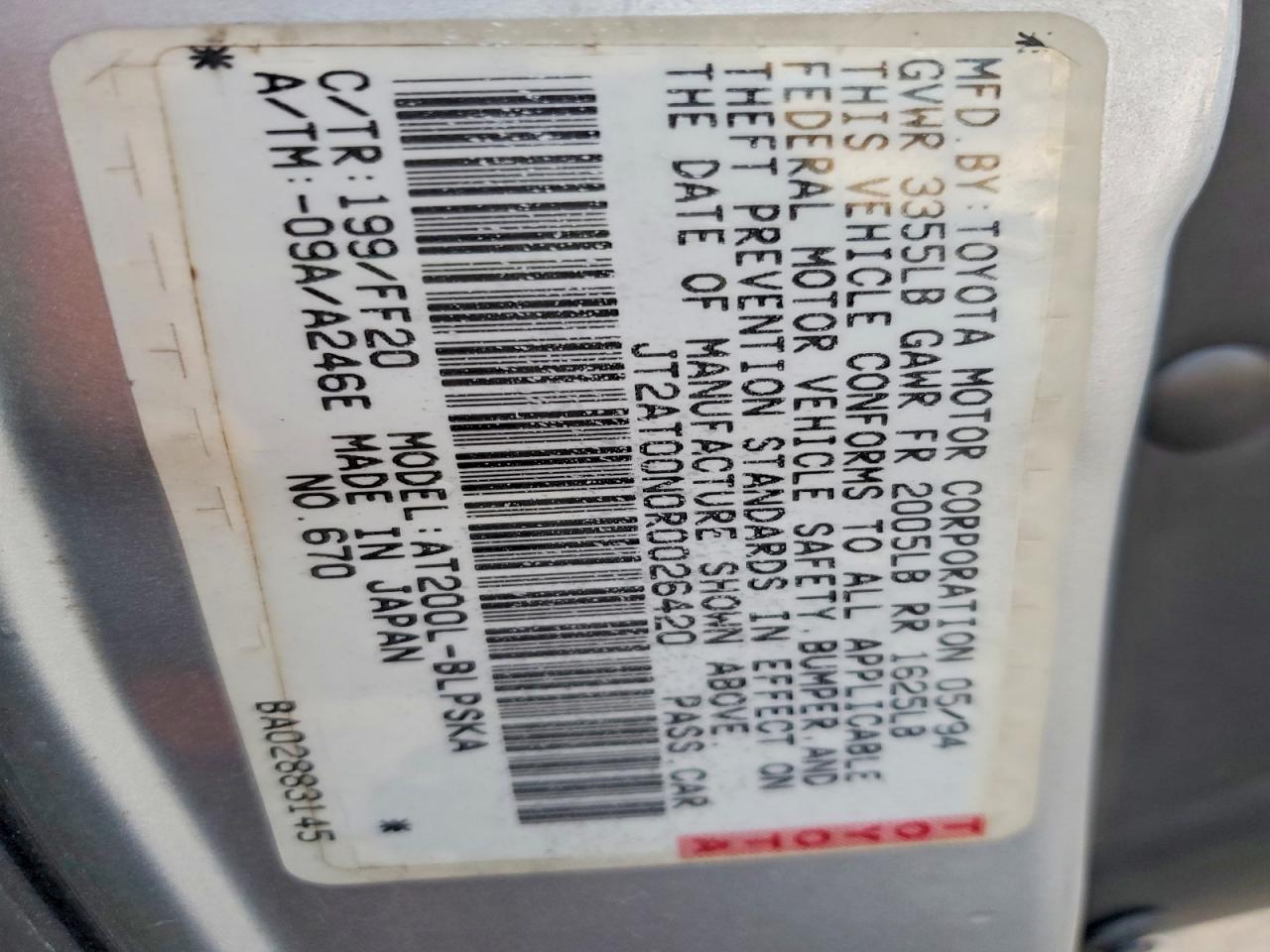 1994 Toyota Celica St Silver vin: JT2AT00N0R0026420