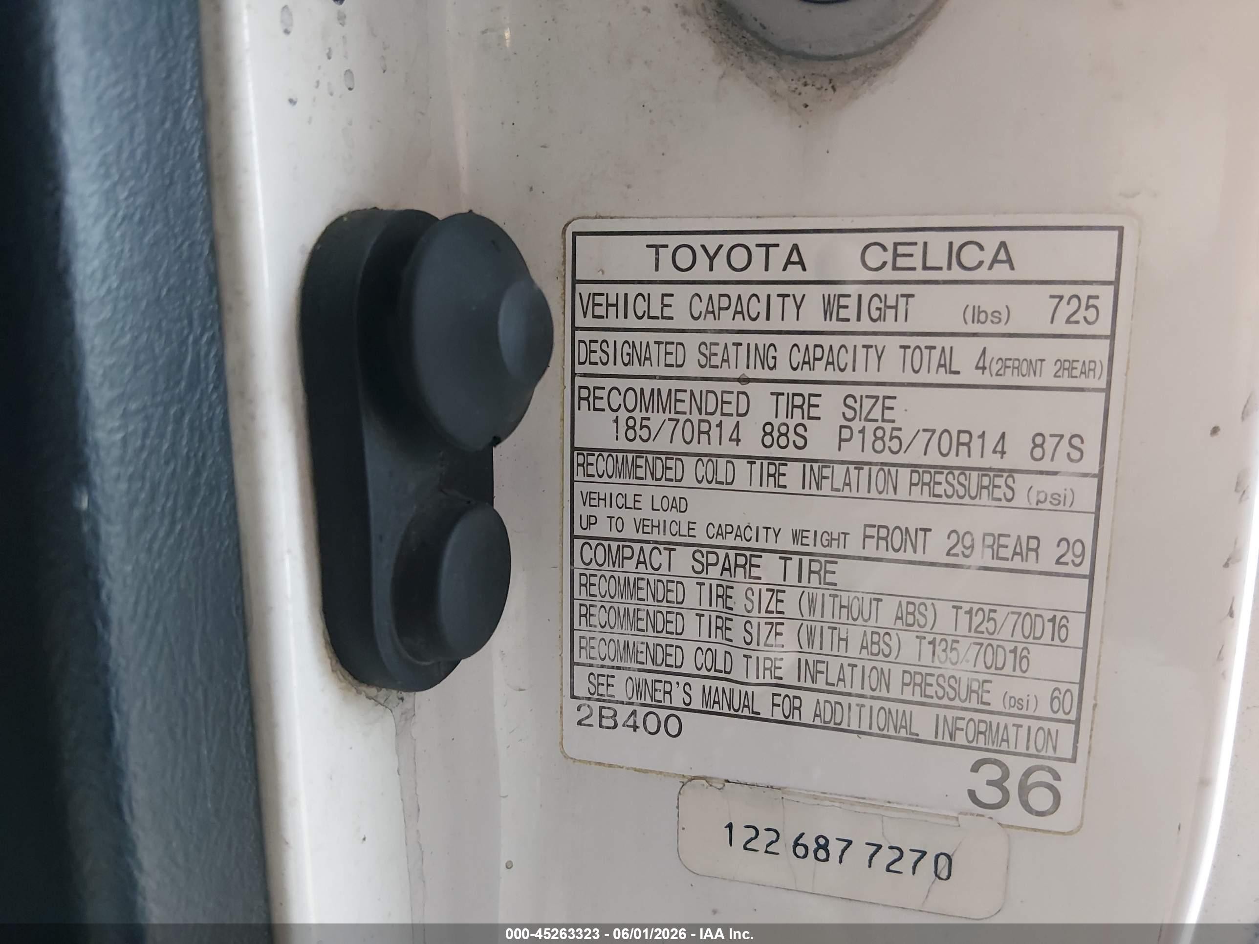 1995 Toyota Celica St Black vin: JT2AT00NXS0050908