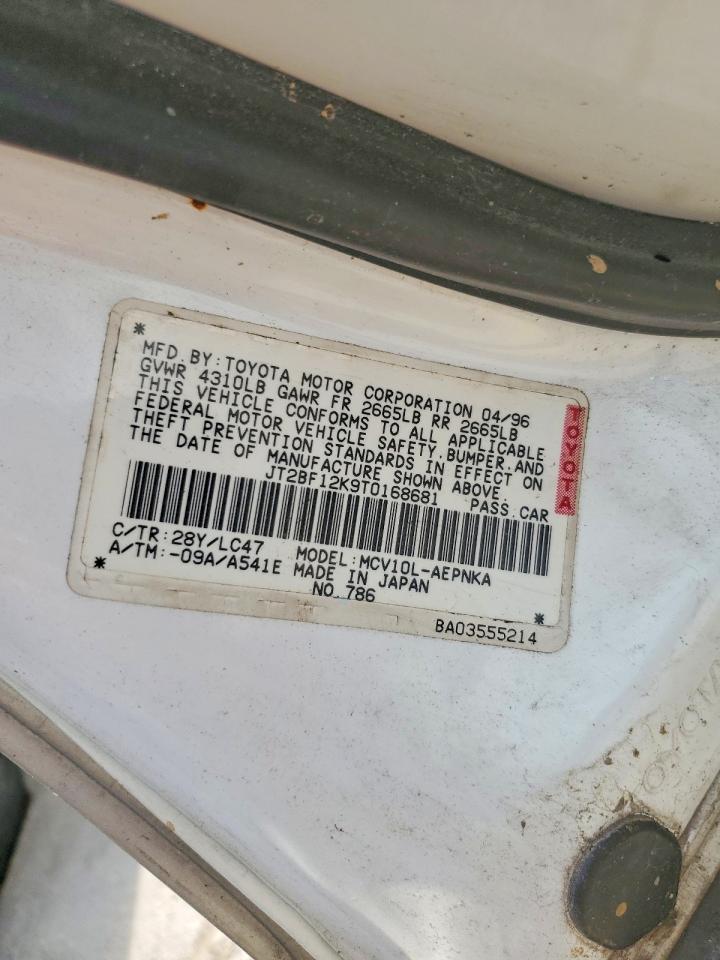 1996 Toyota Camry Le V6 Белый vin: JT2BF12K9T0168681
