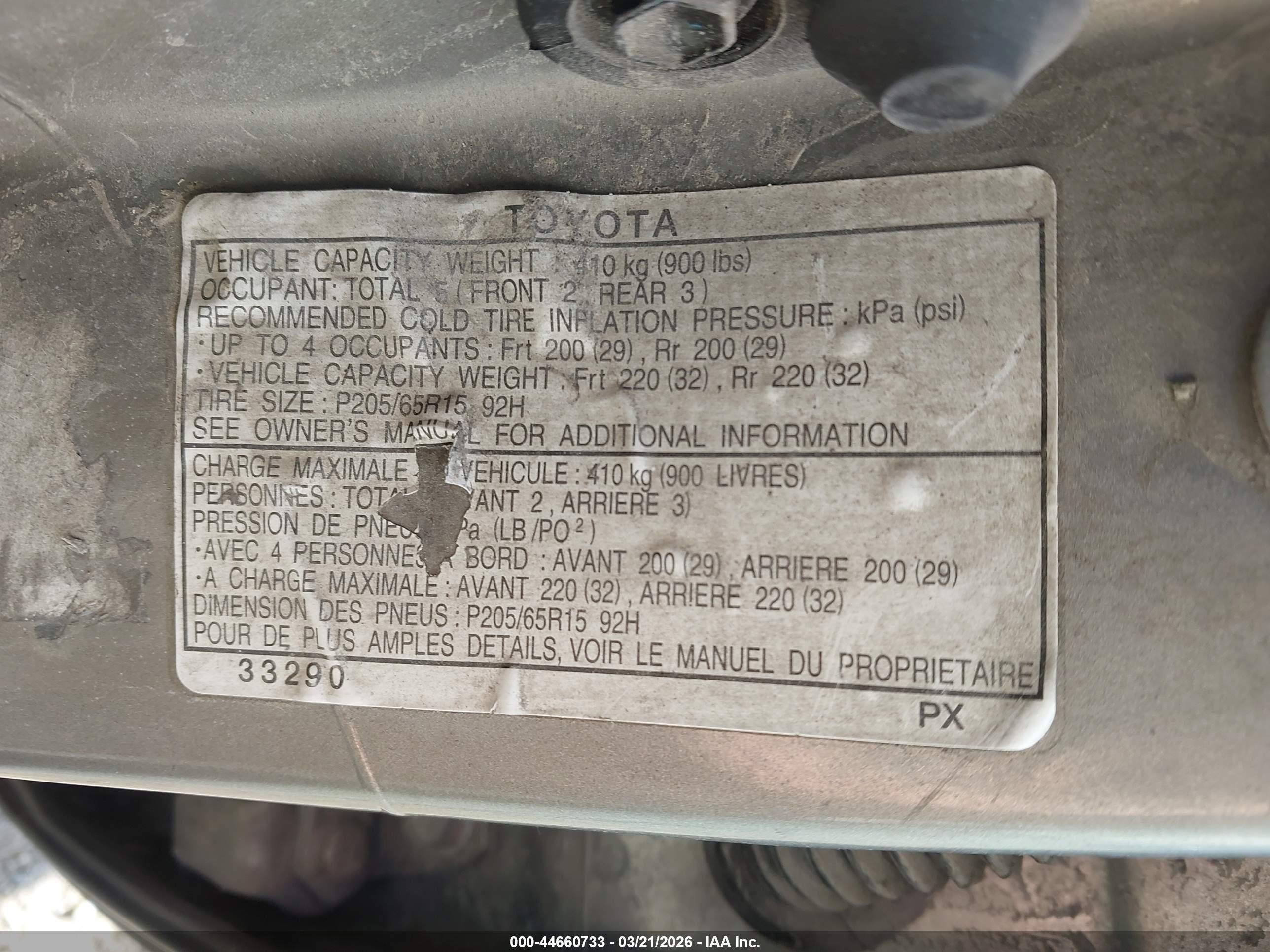 1998 Toyota Camry Le V6 Tan vin: JT2BF22K3W0140028