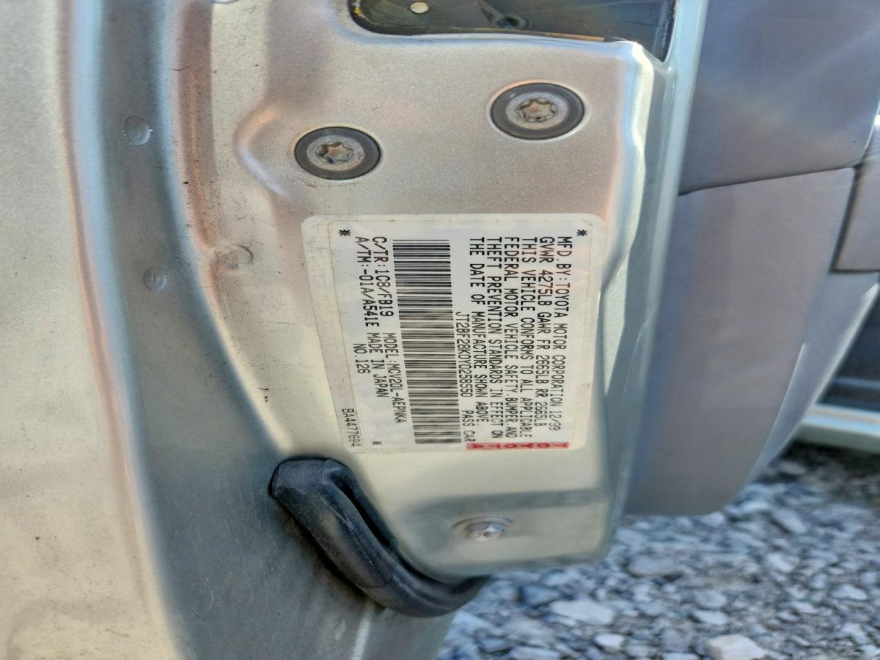 2000 Toyota Camry Le V6 Silver vin: JT2BF28K0Y0258550