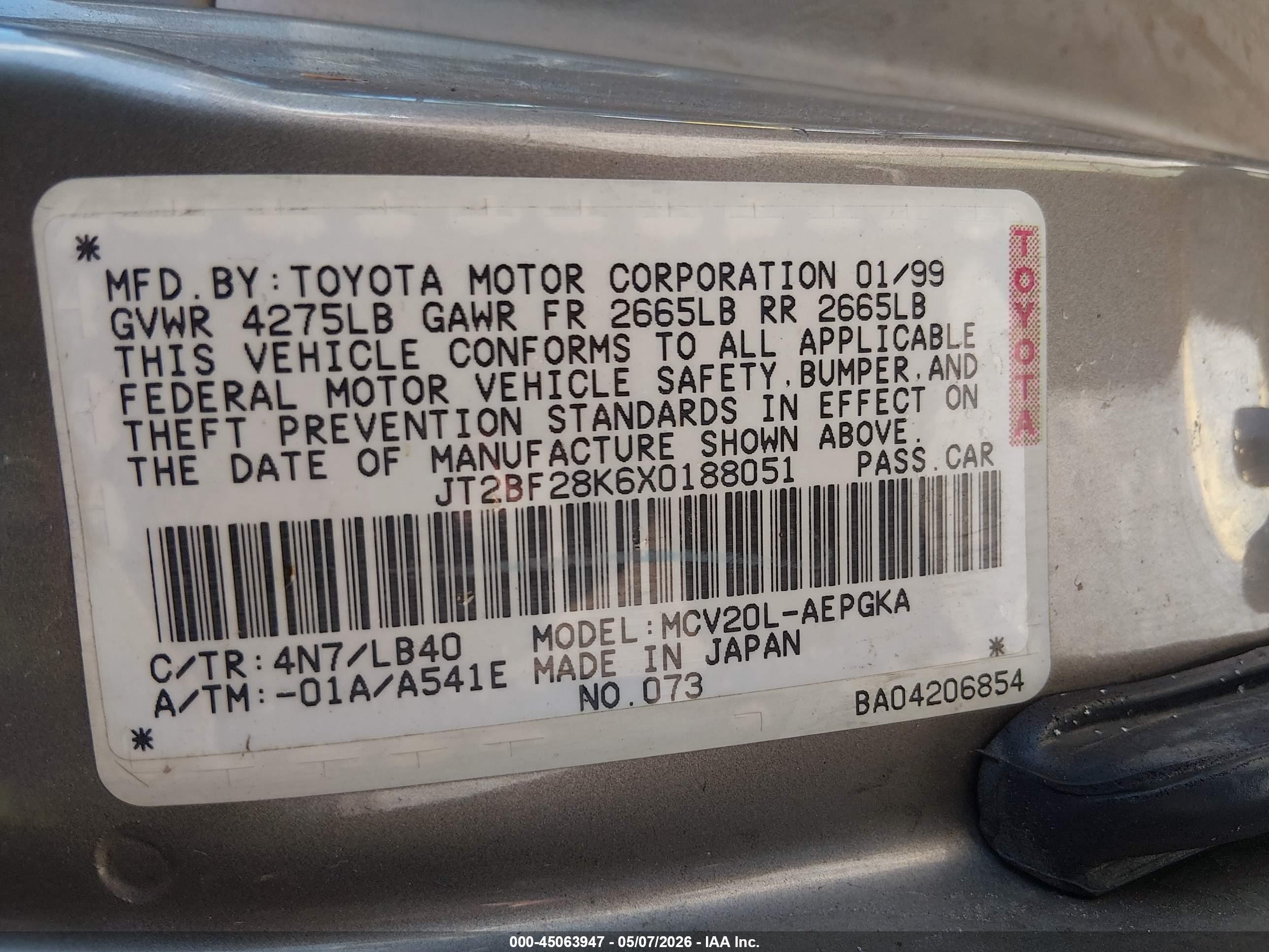 1999 Toyota Camry Xle V6 Gold vin: JT2BF28K6X0188051
