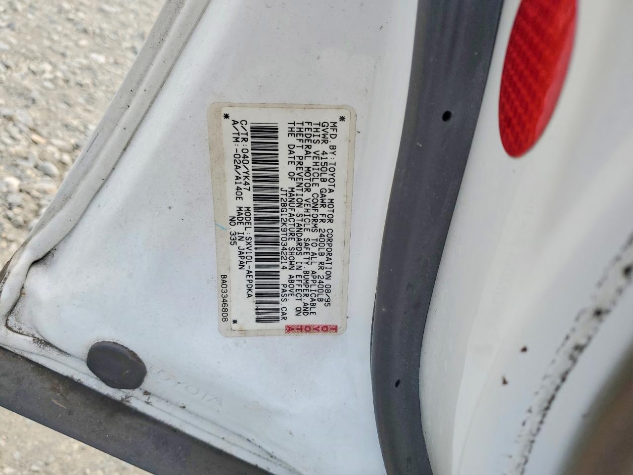 1996 Toyota Camry Dx White vin: JT2BG12K9T0342214