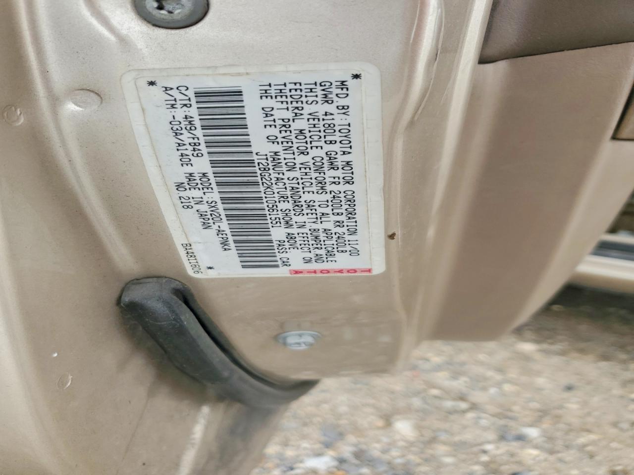 2001 Toyota Camry Le Beige vin: JT2BG22K010561551