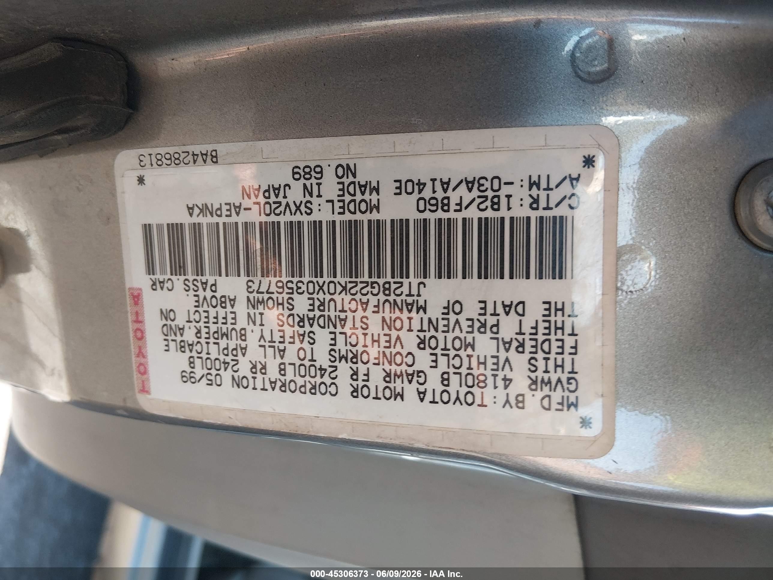 1999 Toyota Camry Ce/le/xle Gold vin: JT2BG22K0X0356773