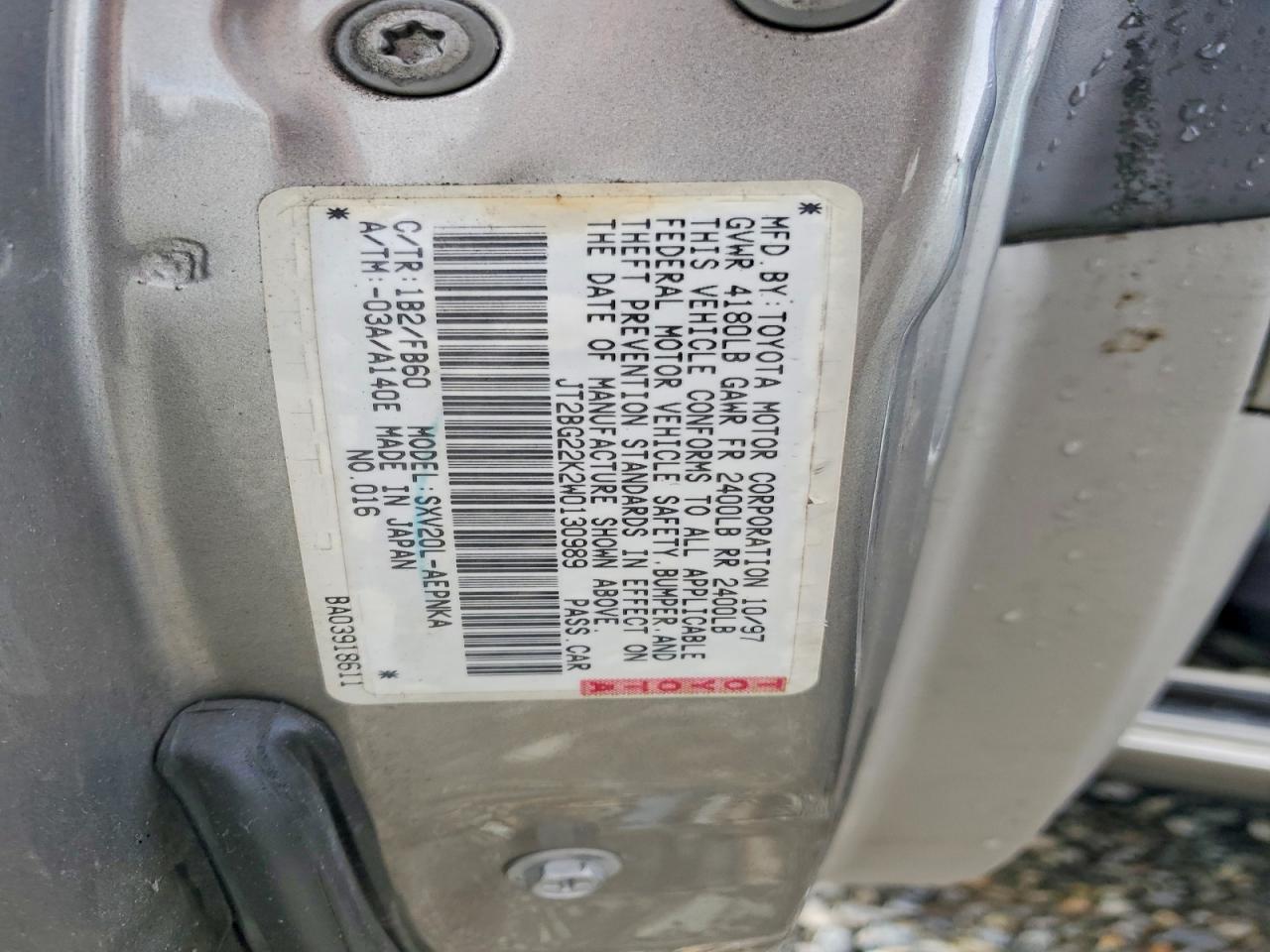 1998 Toyota Camry Le Серебряный vin: JT2BG22K2W0130989