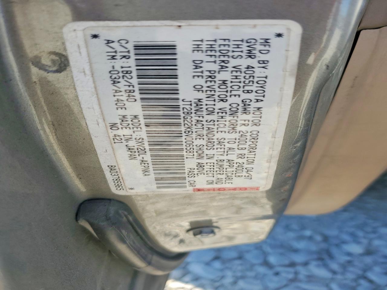 1997 Toyota Camry Le Brown vin: JT2BG22K6V0065871
