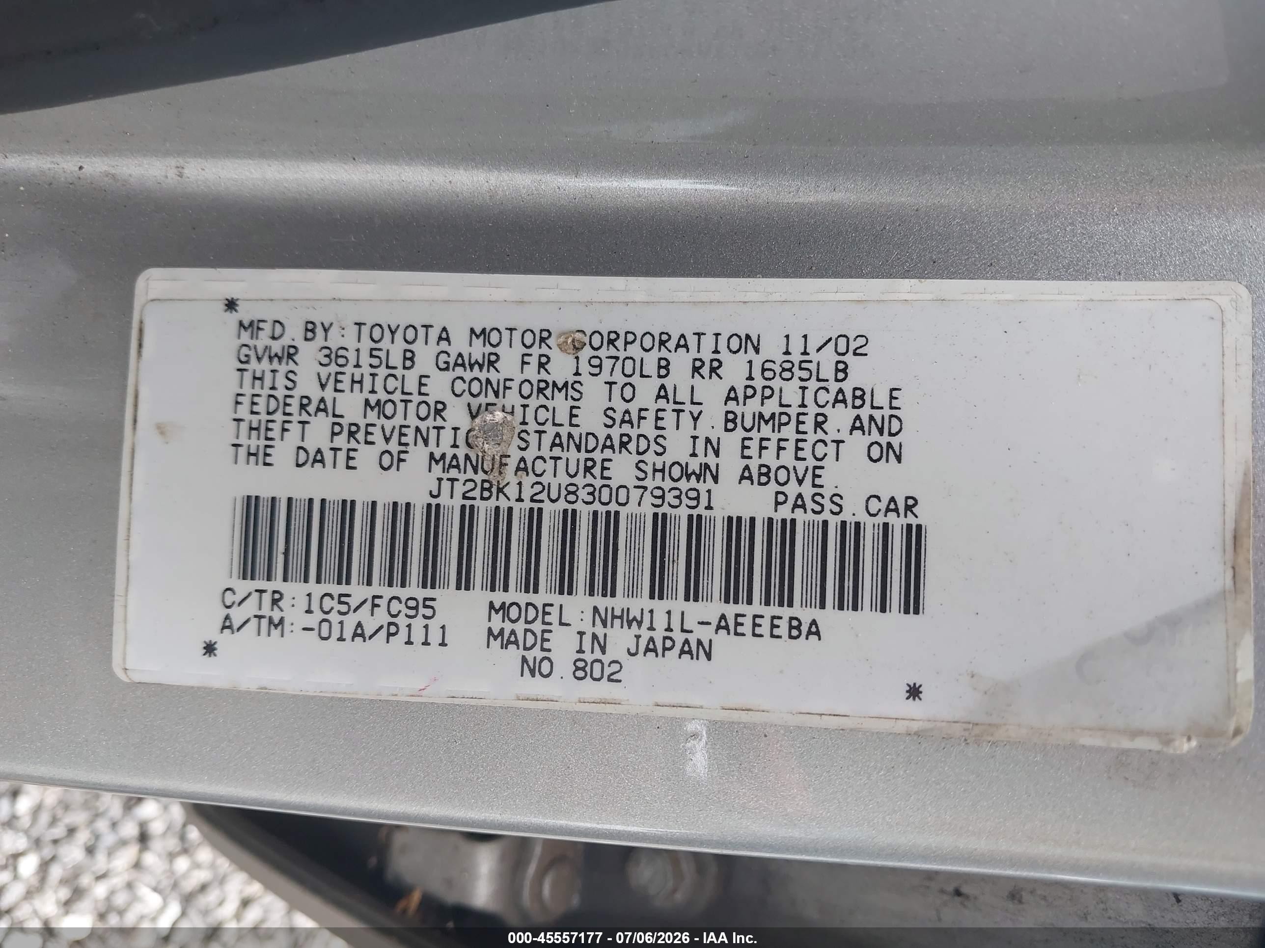 2003 Toyota Prius   Silver vin: JT2BK12U830079391