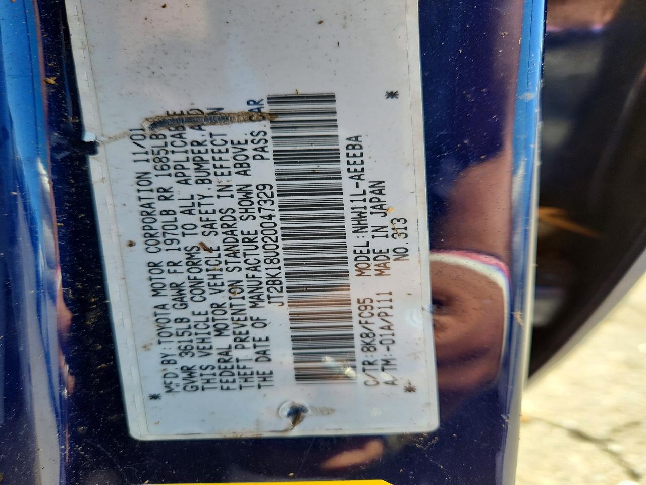 2002 Toyota Prius Base Blue vin: JT2BK18U020047329